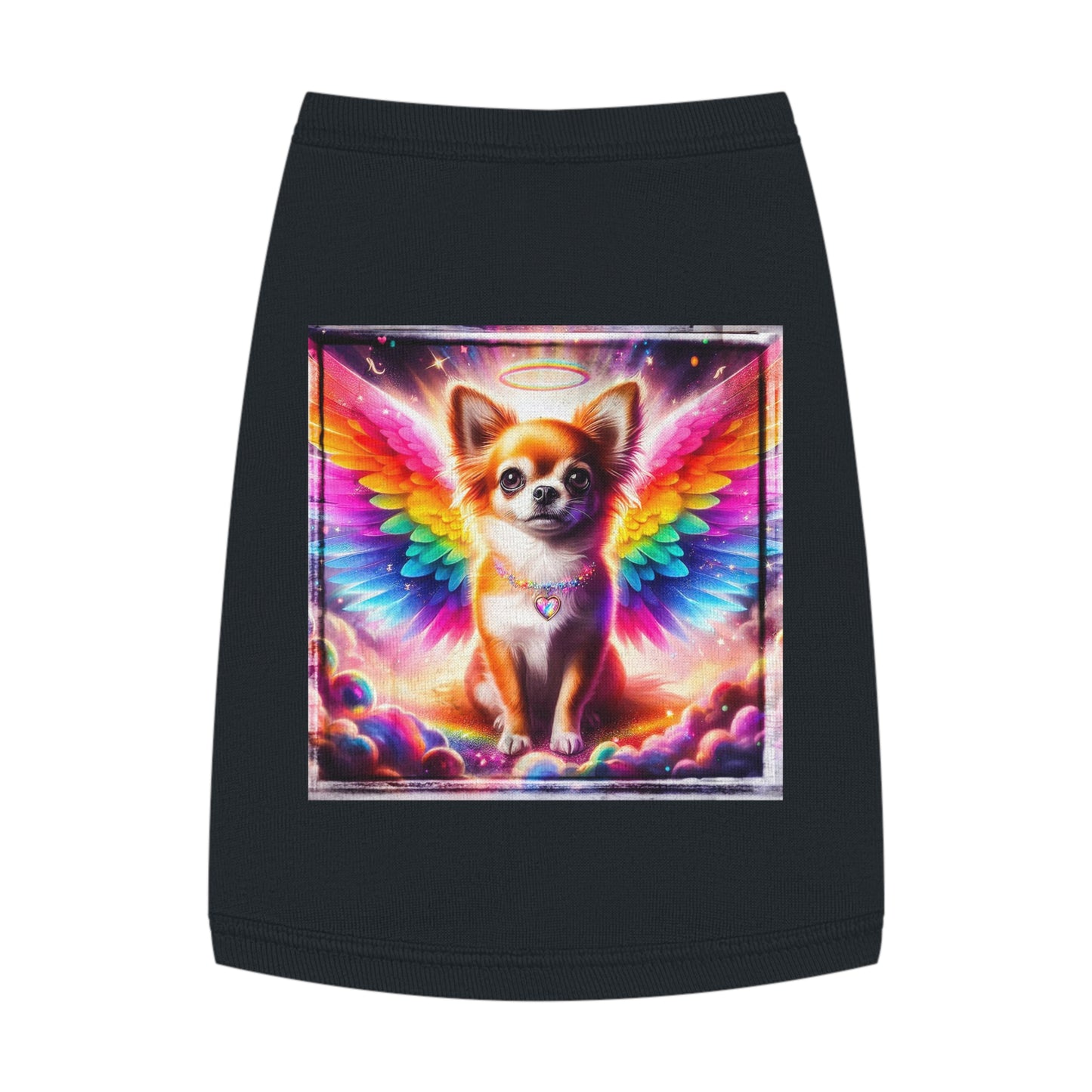 Pet Tank Top Chihuahua colorful wings t shirt Pets Printify M Black