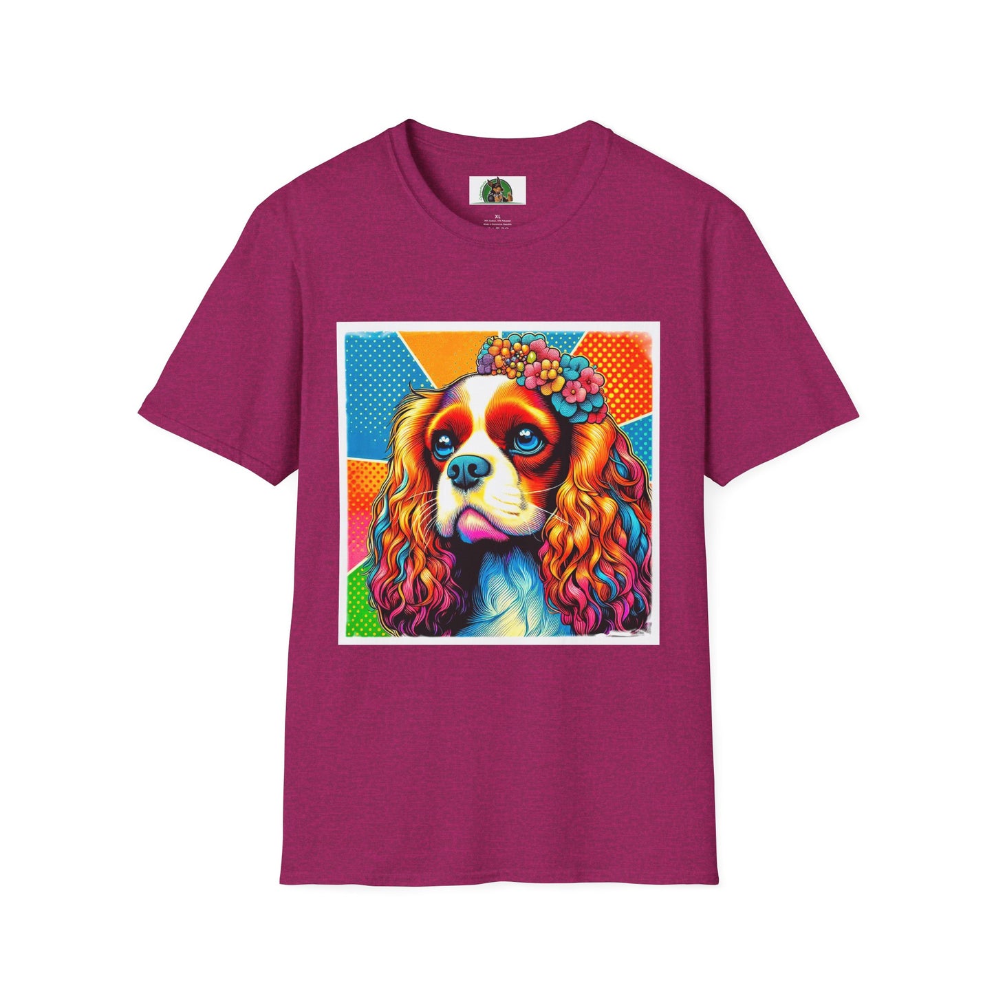 Cavalier King Charles Spaniel Female Pop Art Dog TShirt T-Shirt Printify S Antique Heliconia