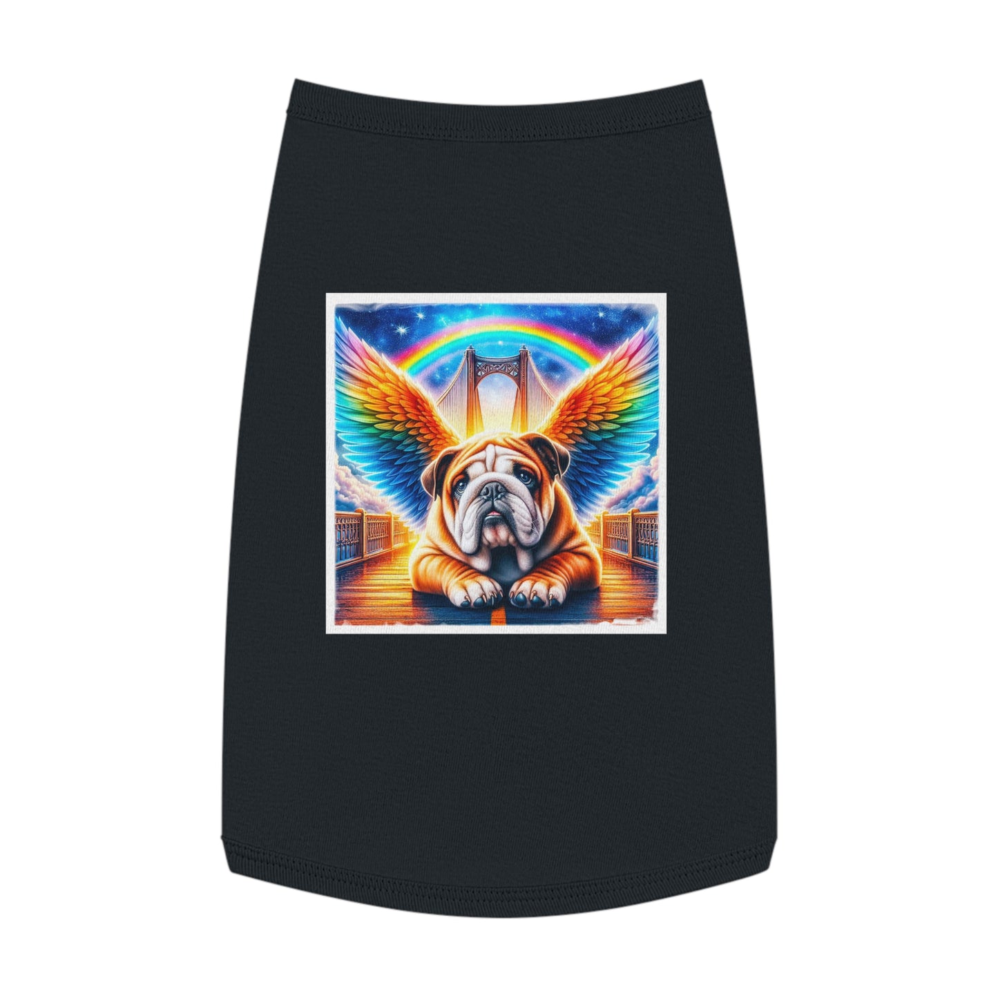 Pet Tank Top Bulldog rainbow bridge t shirt Pets Printify
