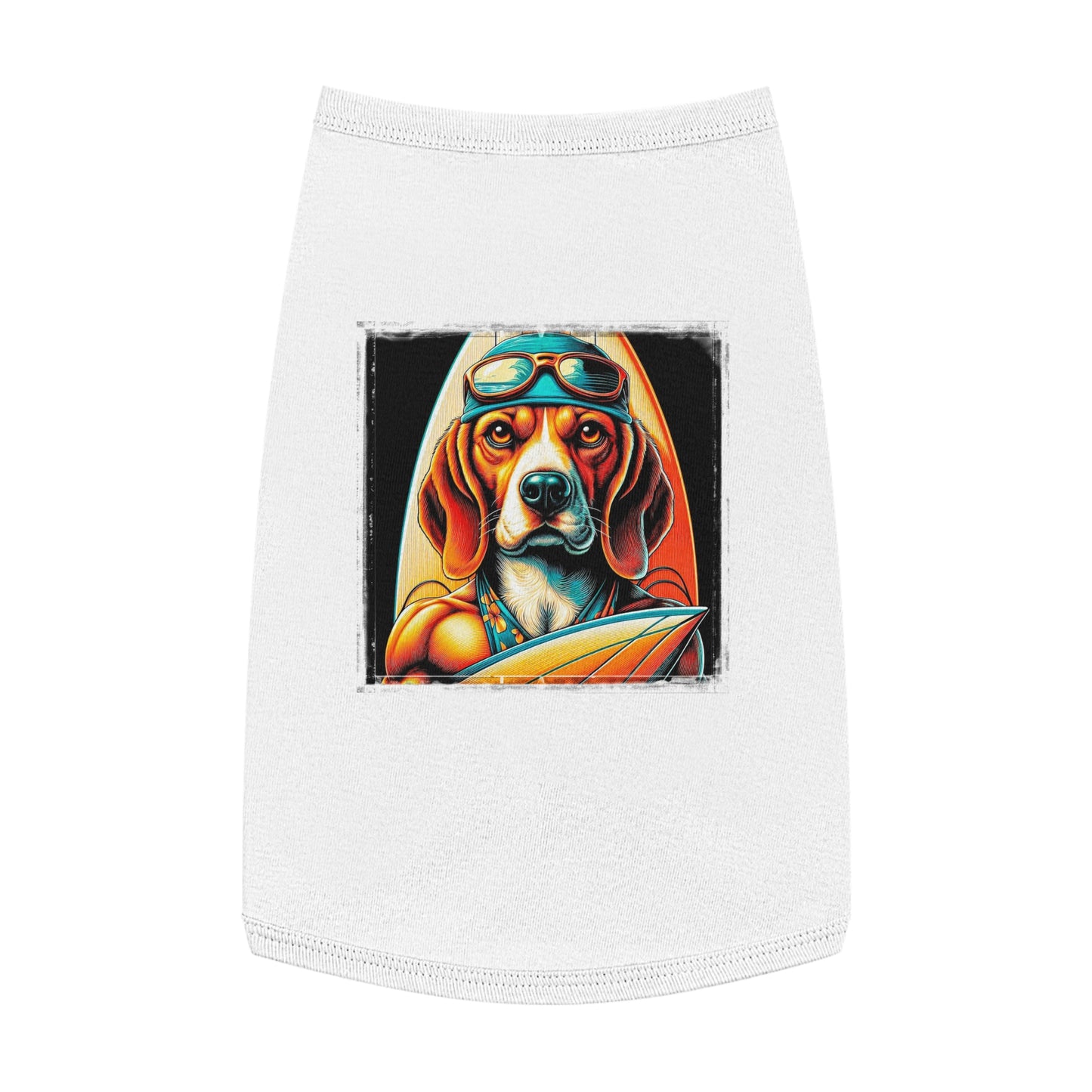 Pet Tank Top Beagle Surfer Pets Printify L White