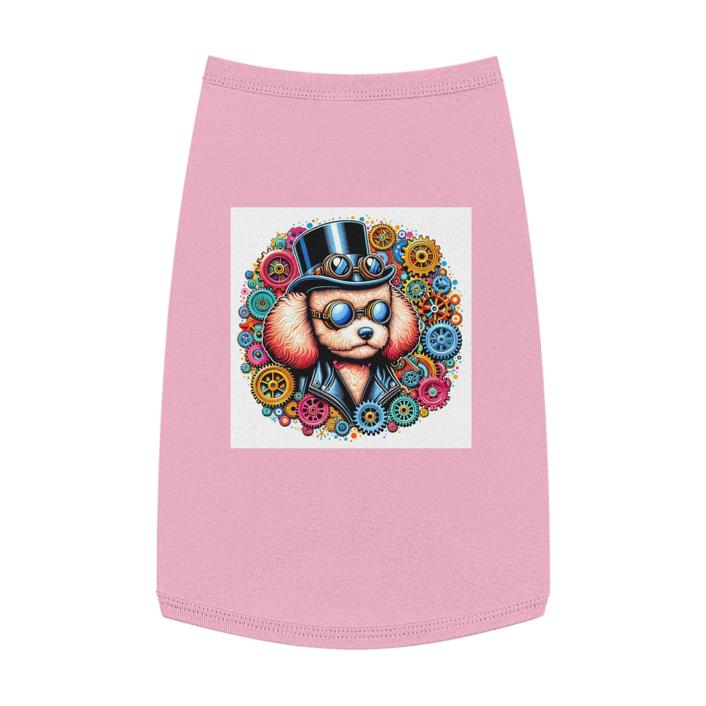 Pet Tank Top Poodle colorful gears Pets Printify L Pink