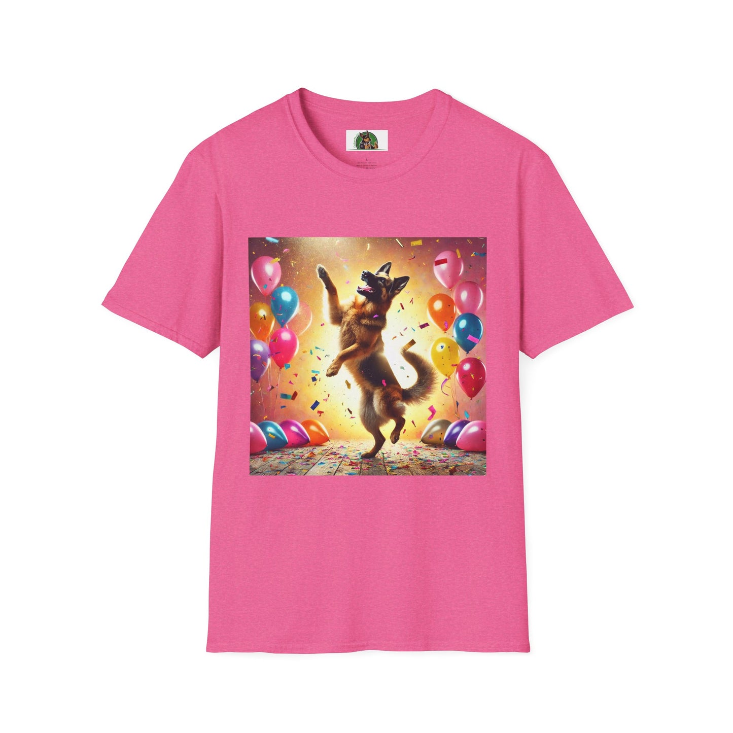 German Shepherd T-Shirt - Dancing Dog Design T-Shirt Printify S Heather Heliconia