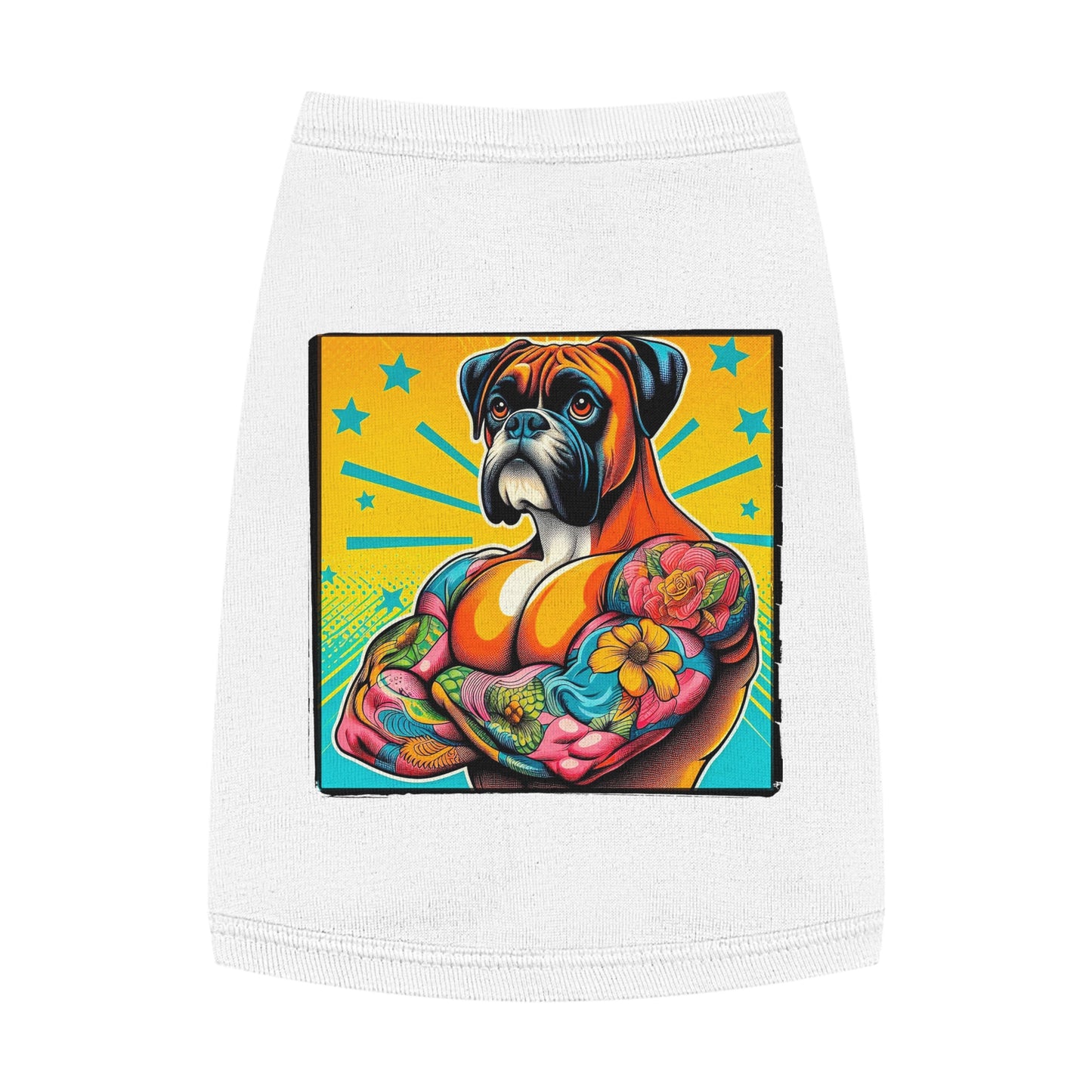 Pet Tank Top Boxer Tattooed Dog Pets Printify M White