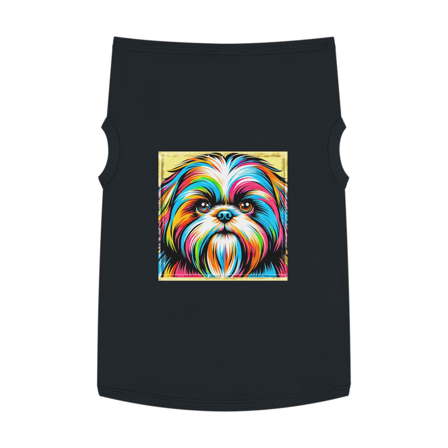 Pet Tank Top Shih Tzu colorful puppy Pets Printify XL Black