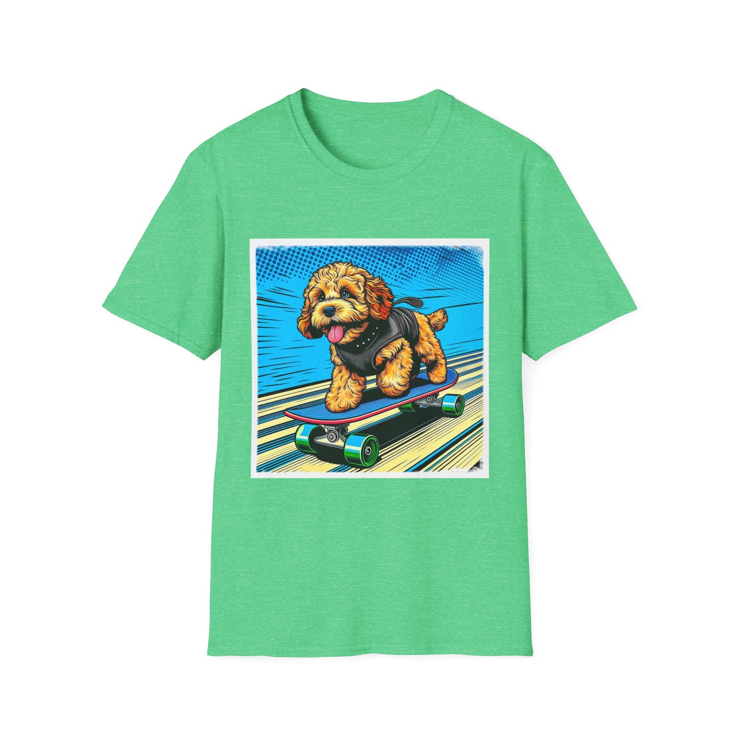 CockerPoo flying high t shirt T-Shirt Printify S Heather Irish Green