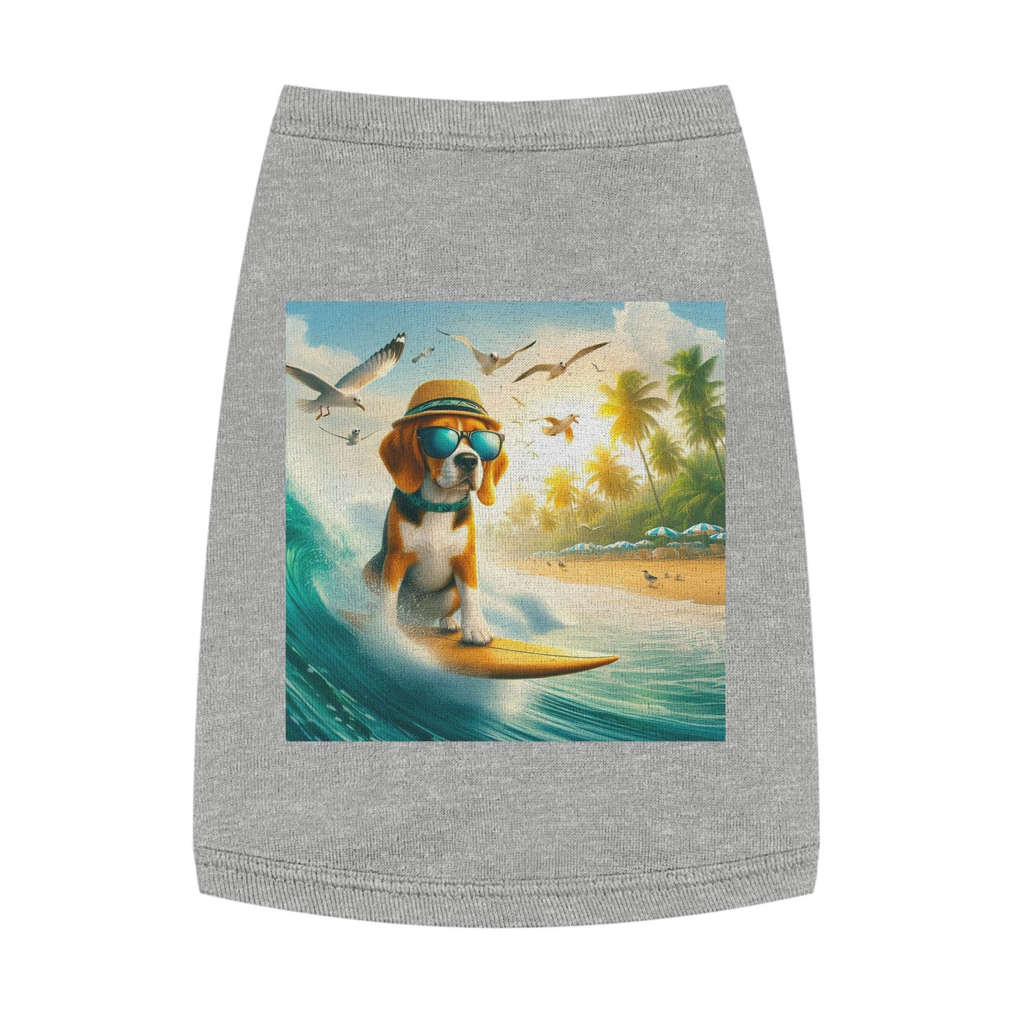 Pet Tank Top Beagle Surfer Dog Pets Printify M Heather