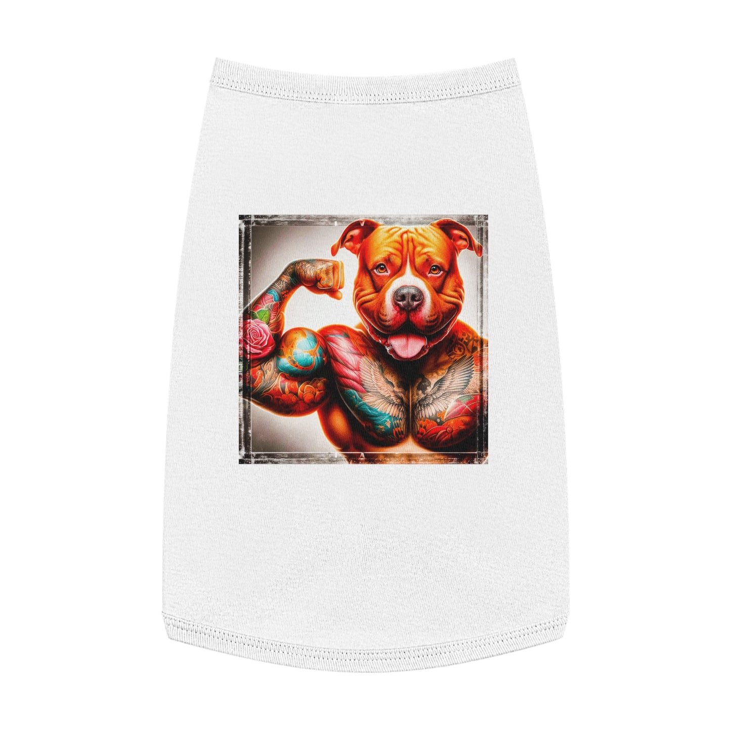 Pet Tank Top Pit Bull arm muscles Pets Printify L White