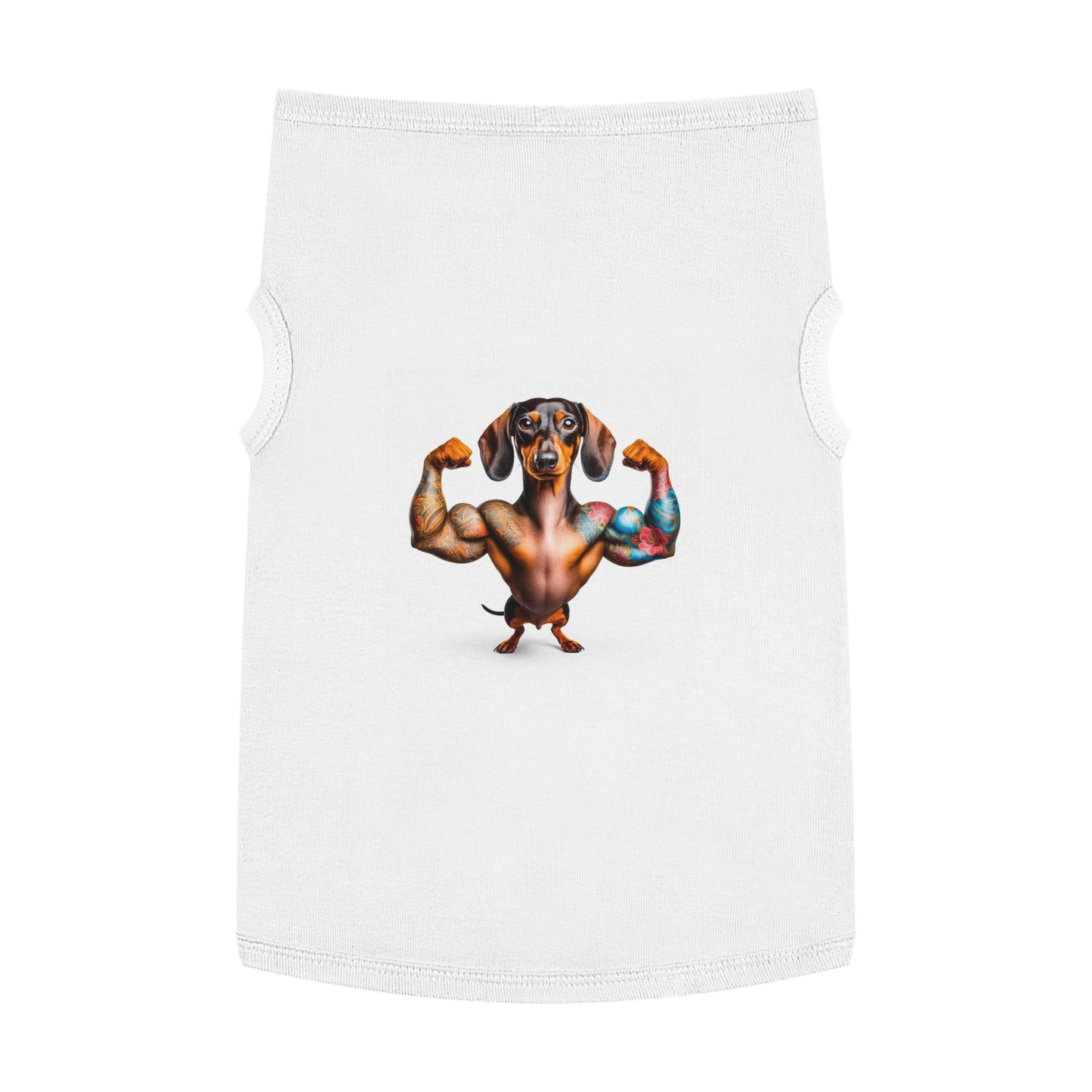 Pet Tank Top Dachshund muscle man t shirt Pets Printify XL White