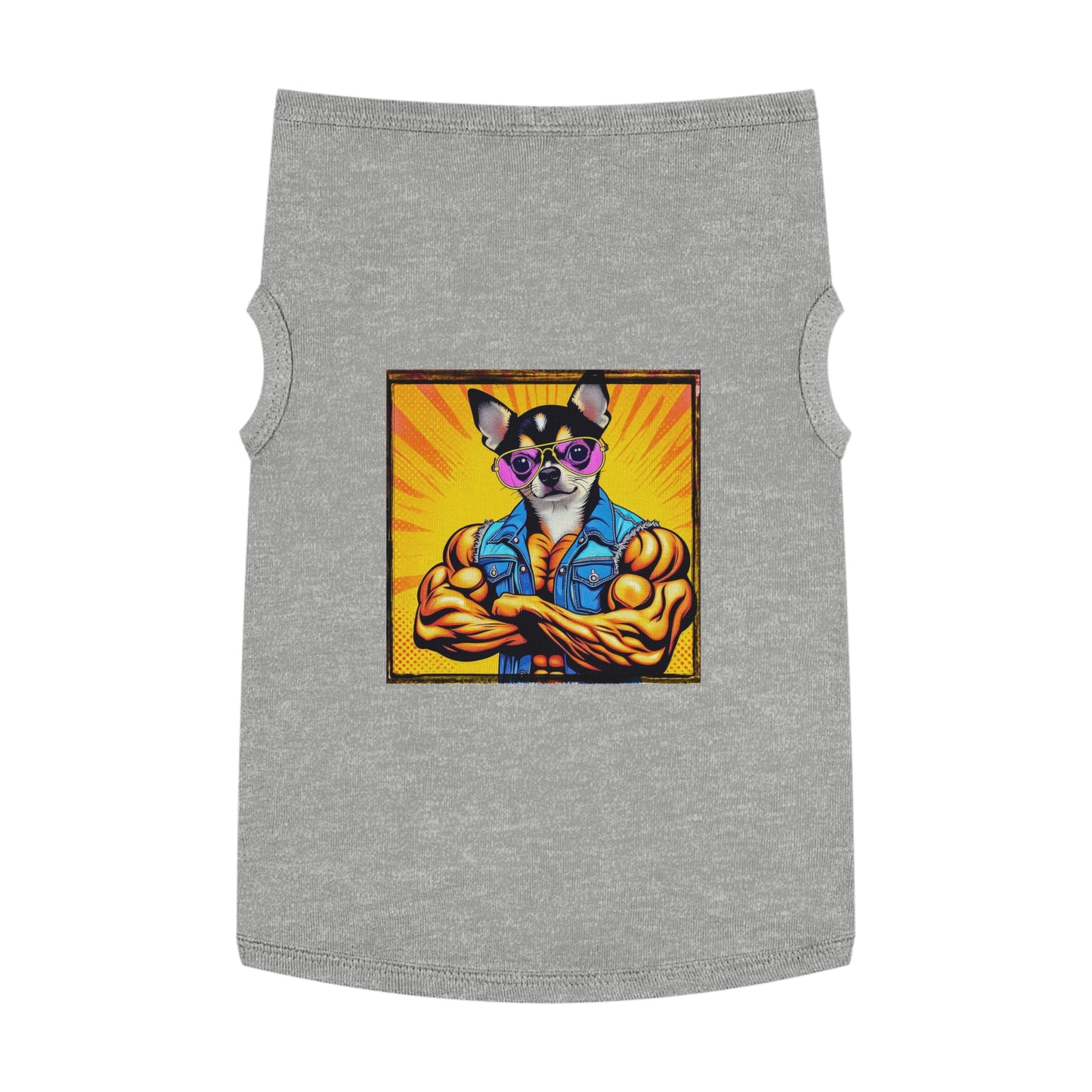 Pet Tank Top Chihuahua golden muscles t shirt Pets Printify XL Heather