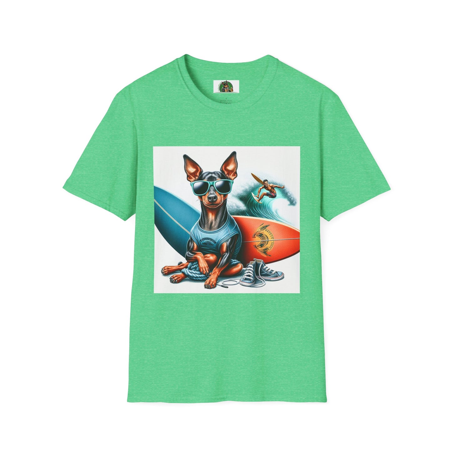 Min Pin T-Shirt surfing boy T-Shirt Printify S Heather Irish Green