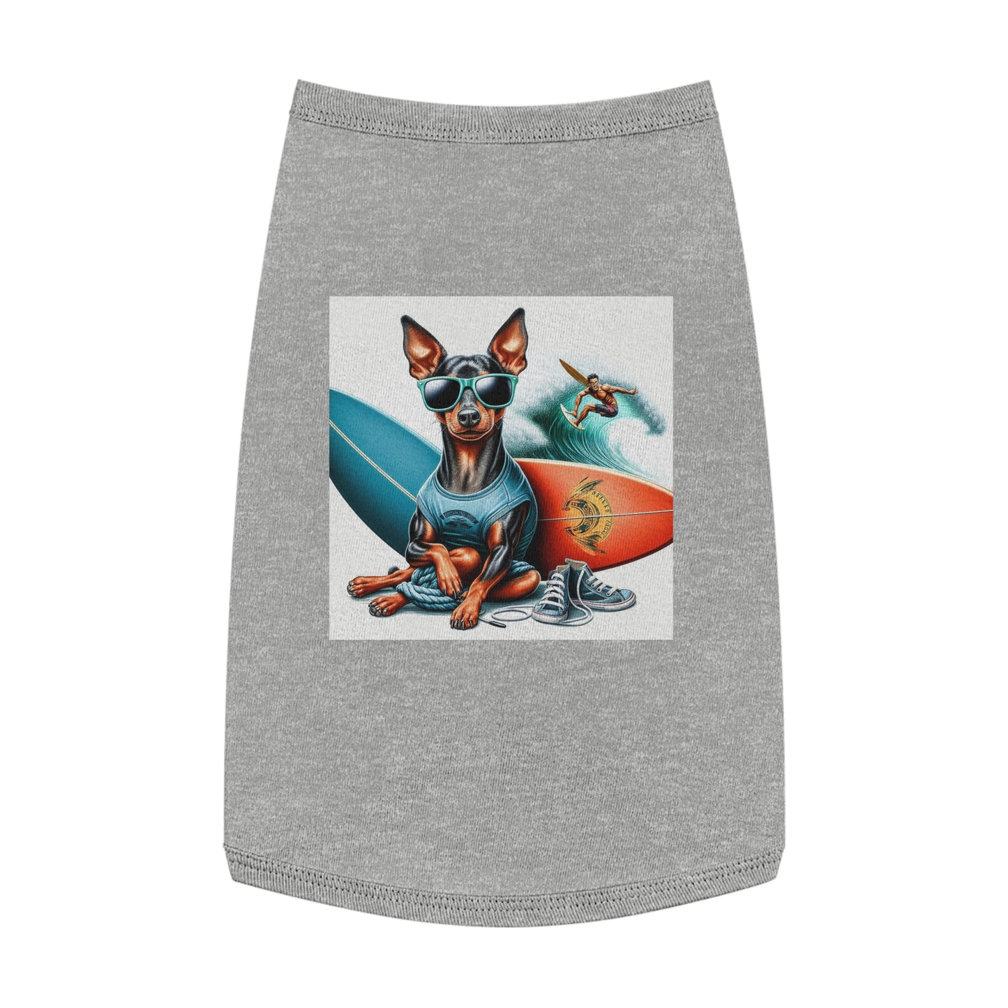Min Pin Tank Tops surfs up Pets Printify L Heather