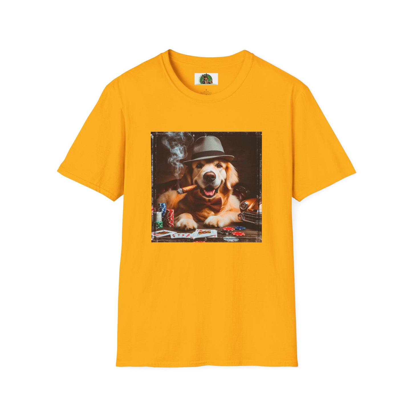 Golden Retriever cigars and smoking shirt T-Shirt Printify S Gold