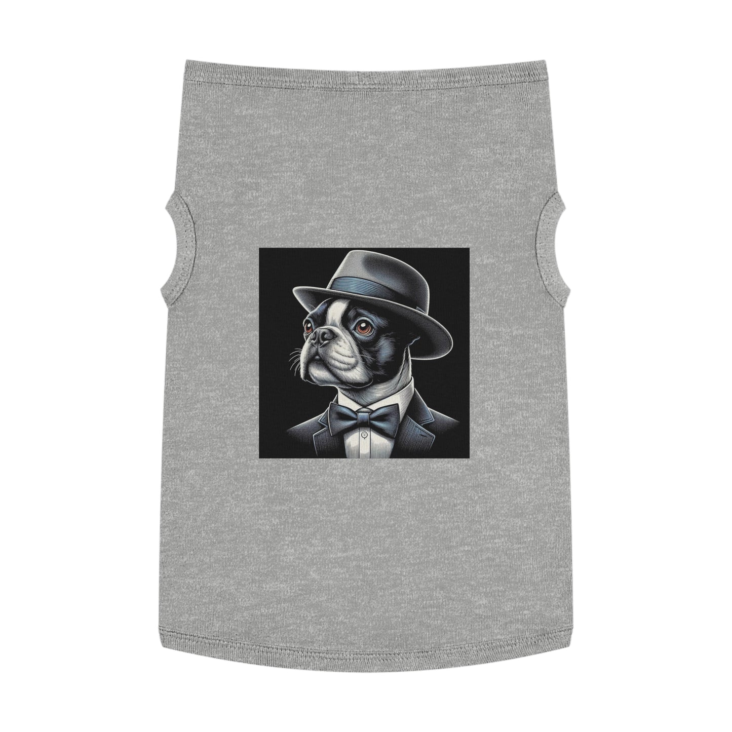 Dog Tank Top Boston Terrier Dog In Top Hat Pets Printify XL Heather