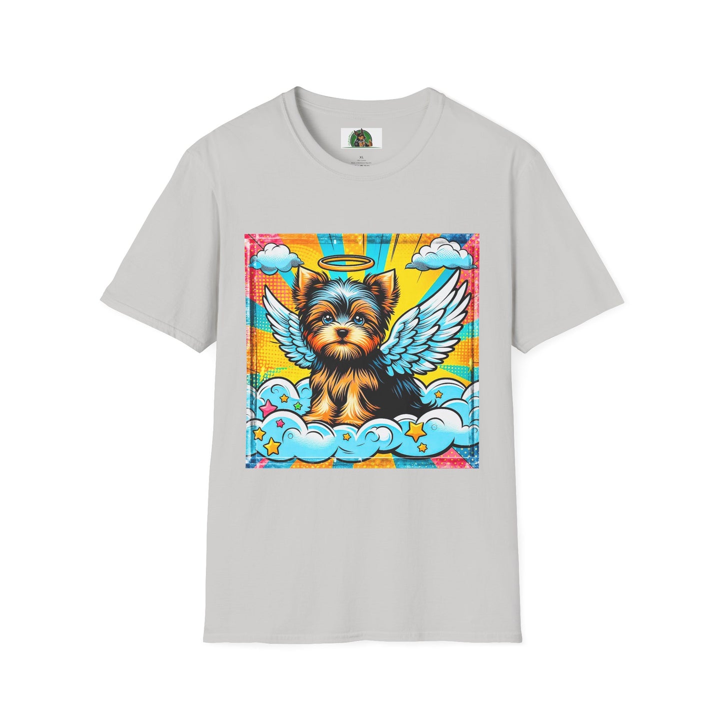 Yorkie pop art clouds shirt T-Shirt Printify S Ice Grey
