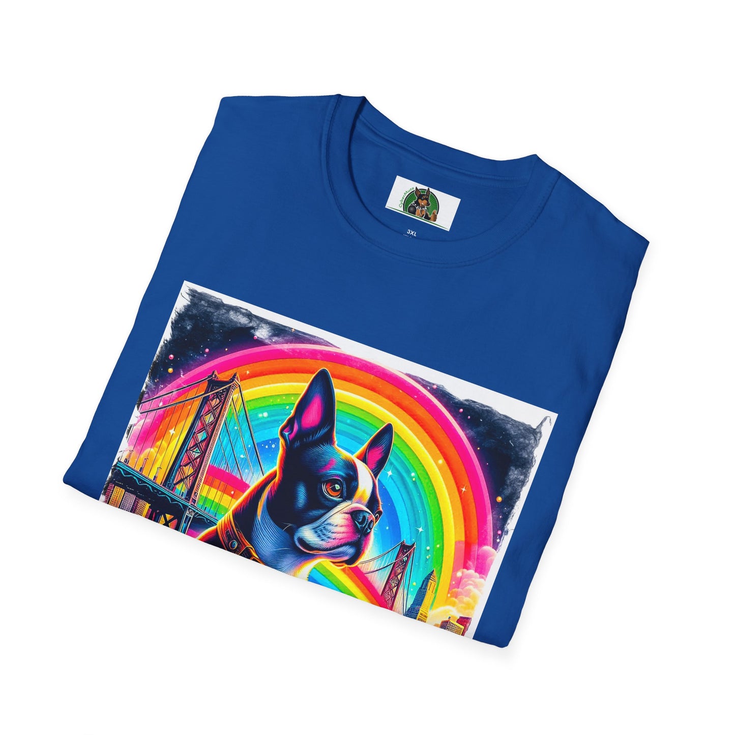 Boston Terrier Rainbow Bridge Dog At Beach T-Shirt Printify