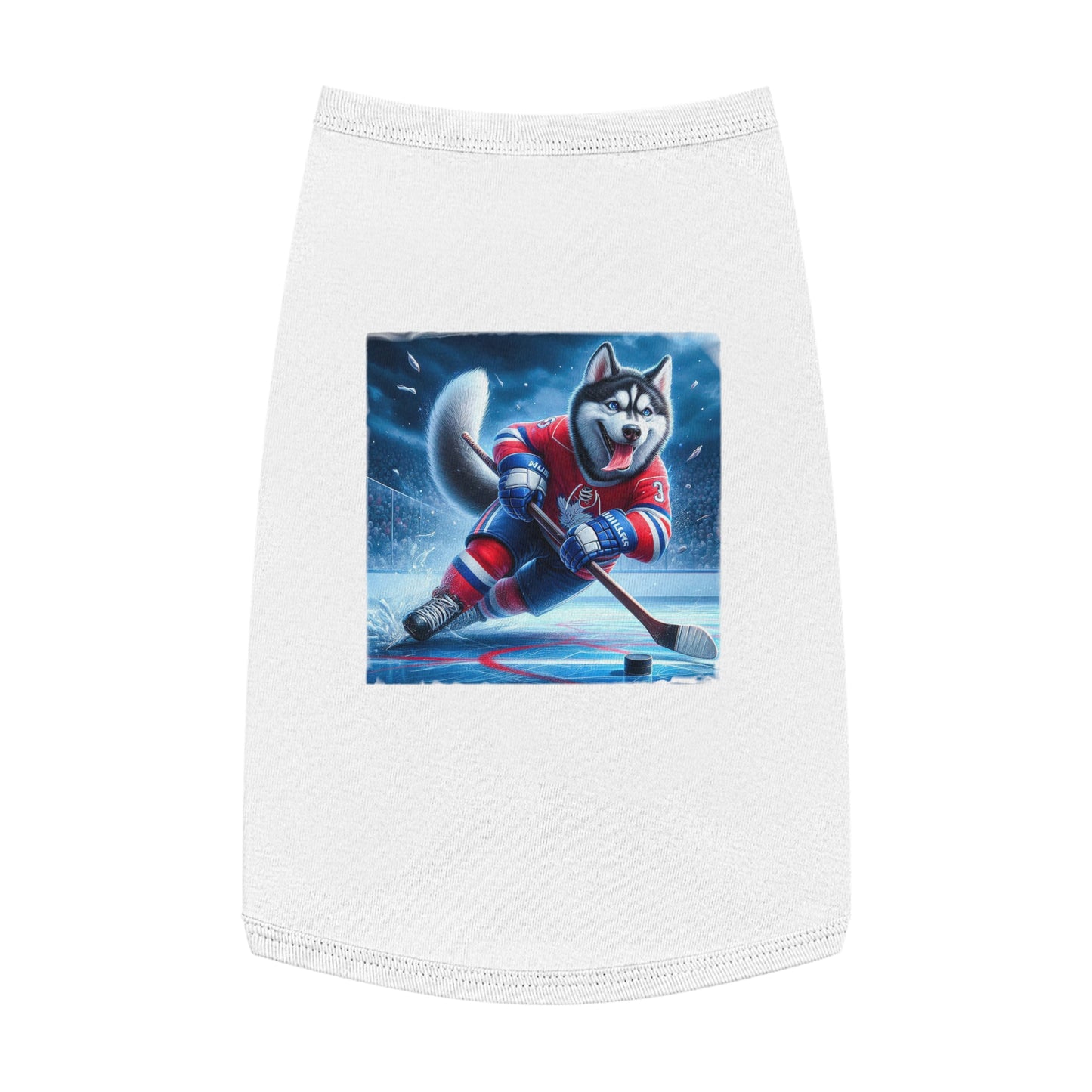 Pet Tank Top Husky hockey Pets Printify L White