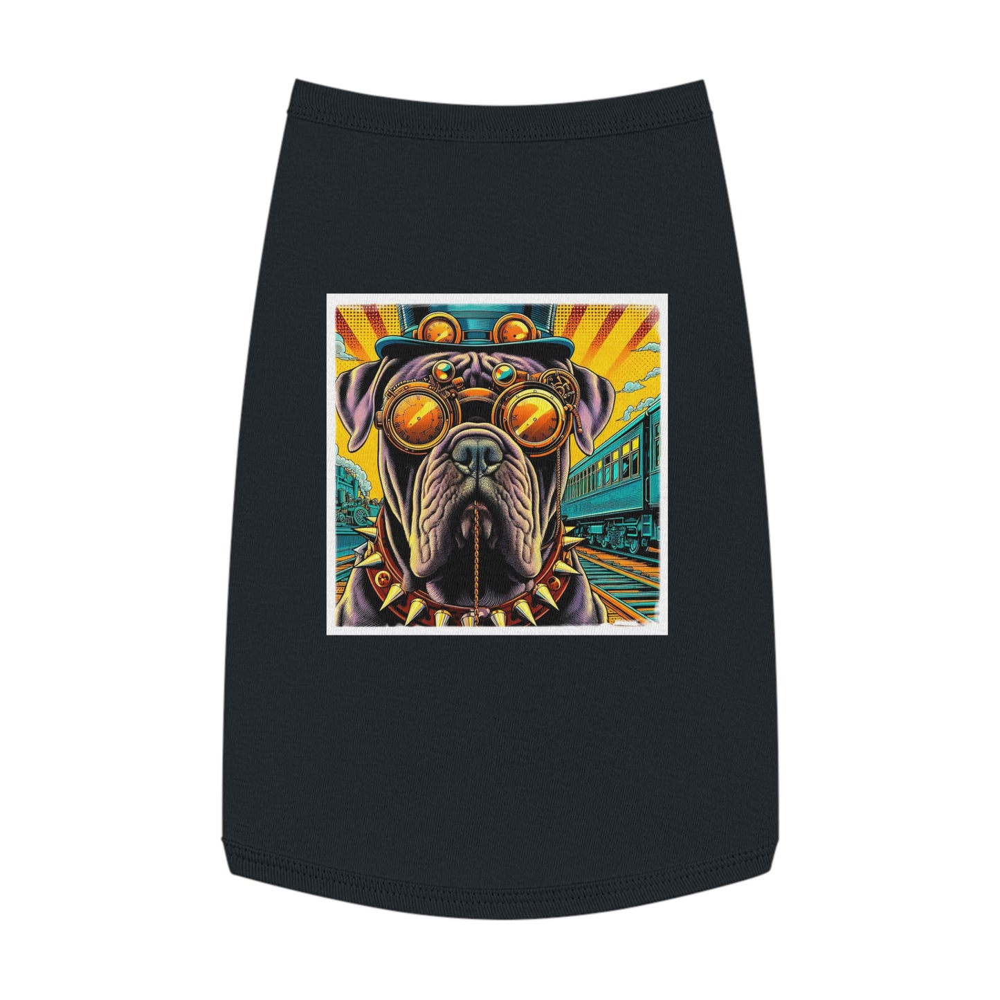 Pet Tank Top Cane Corso Spiked Collar Steampunk Dog Pets Printify L Black
