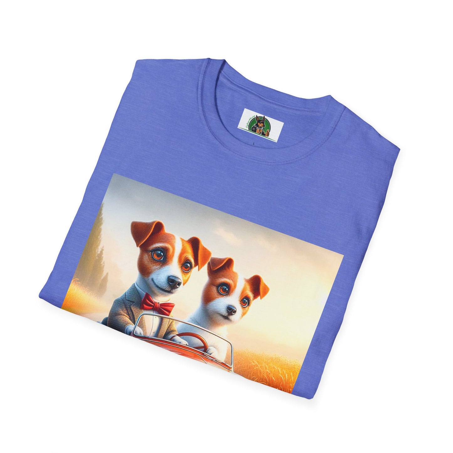 Wacky Jack Russell Puppy Couple Riding In Car T-Shirt Printify