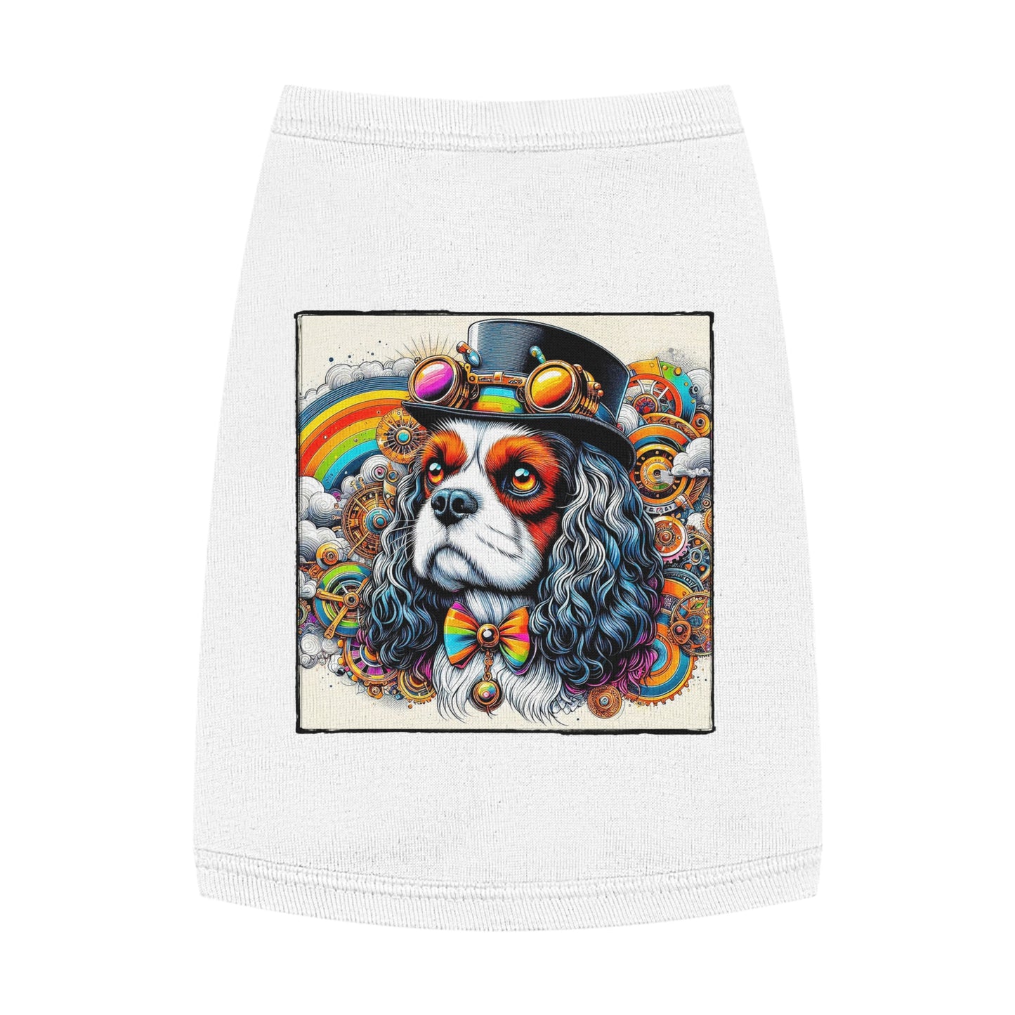 Pet Tank Top Cavalier King Charles Spaniel SteamPunk Colorful T Shirt Pets Printify