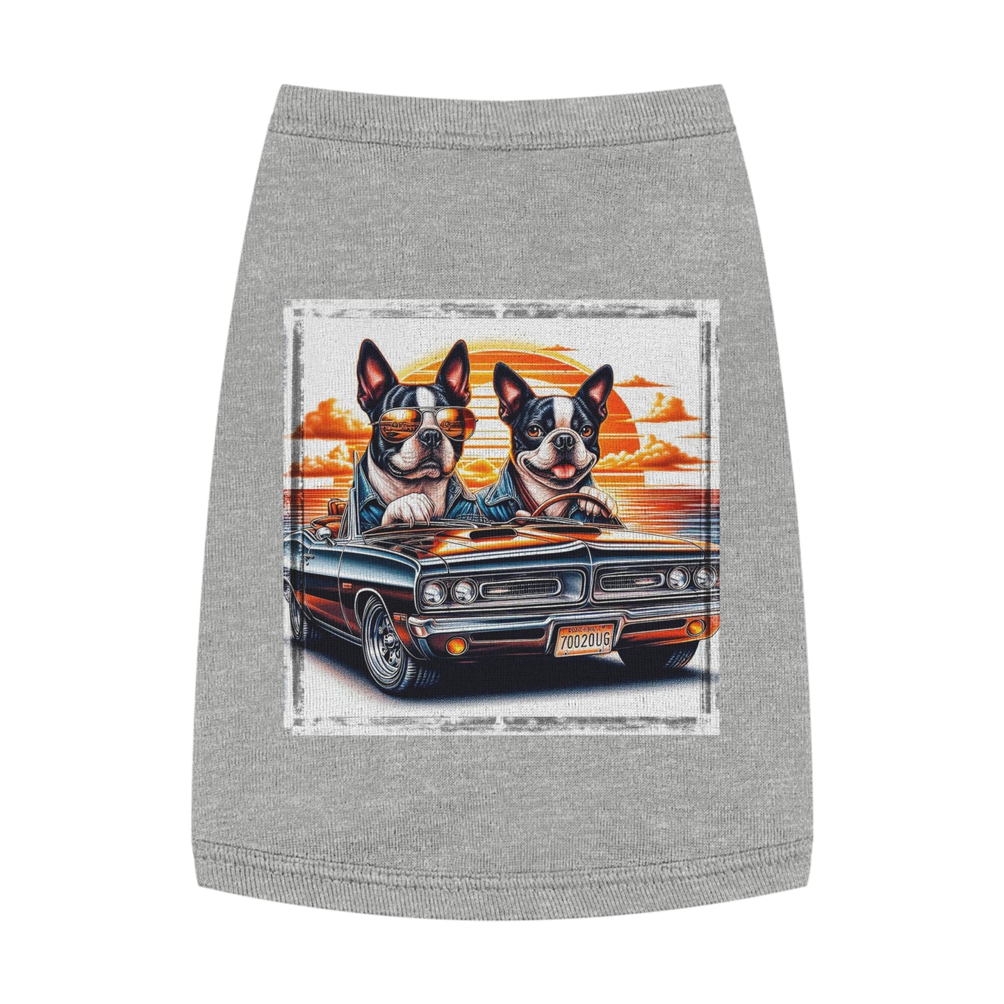 Pet Tank Top - Wacky Boston Terrier Friends Driving Design Pets Printify M Heather
