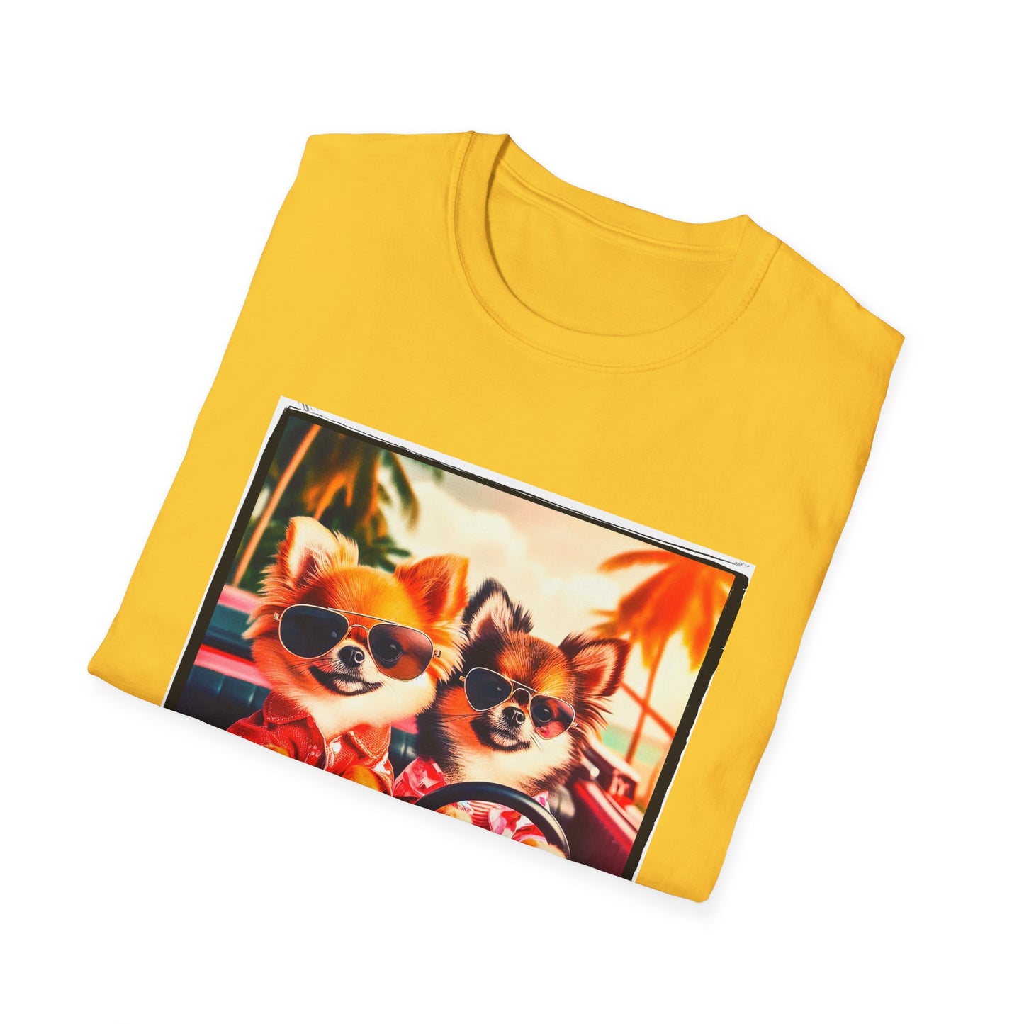 Chihuahua driving beach scene t shirt
