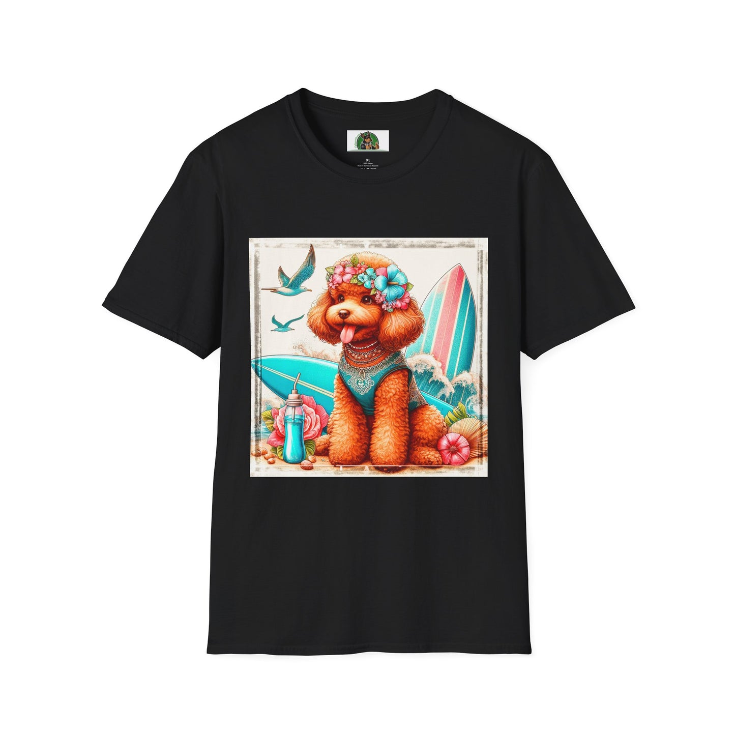 Poodle beach surfer babe t shirt T-Shirt Printify XS Black