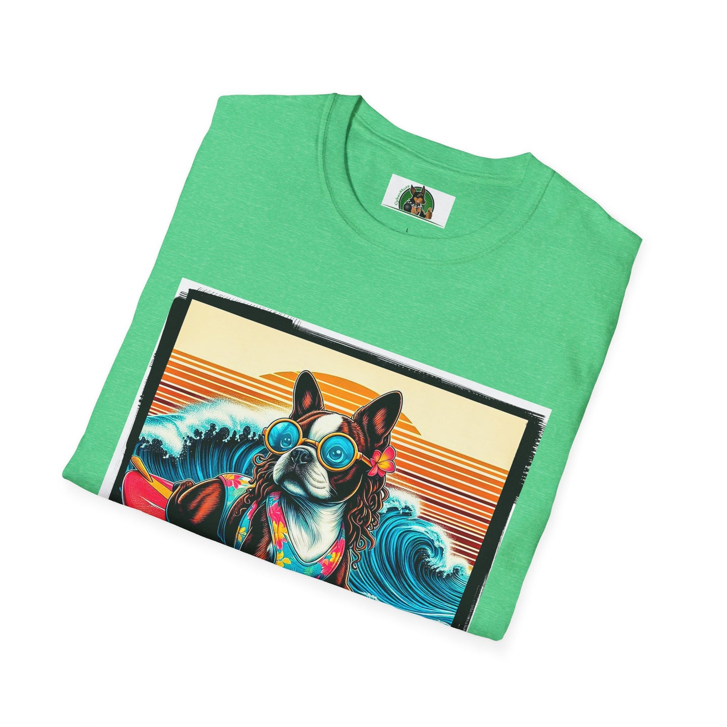 Boston Terrier Surfer Dog T-Shirt Printify