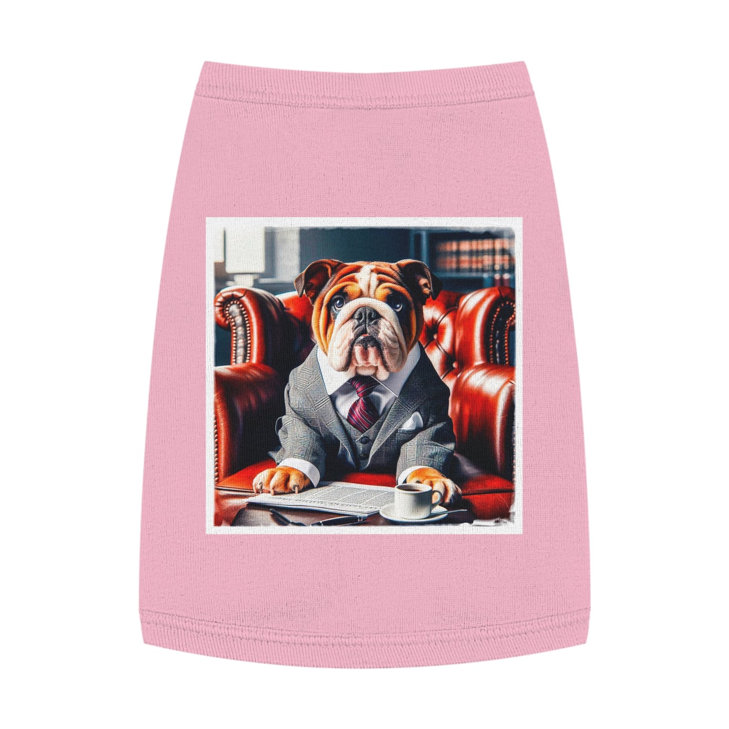Pet Tank Top Bulldog sitting business man t shirt Pets Printify M Pink