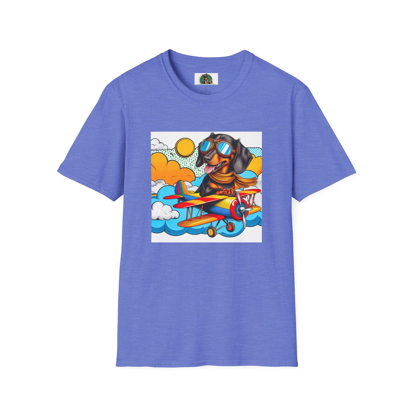 Dachshund pilot t shirt T-Shirt Printify Heather Royal S