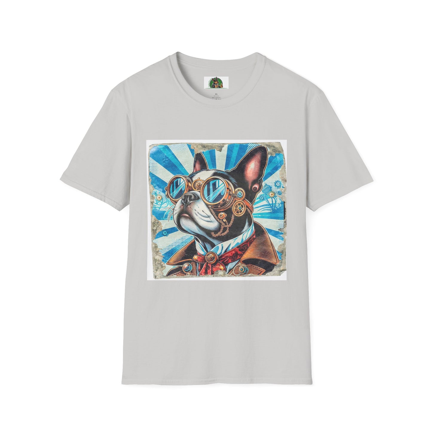 Steampunk Boston Terrier T-Shirt T-Shirt Printify S Ice Grey