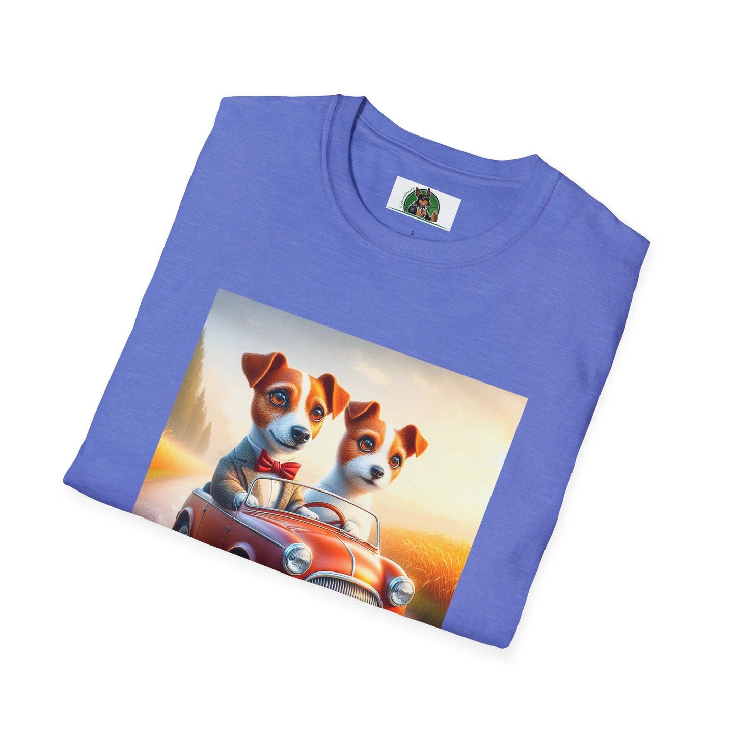 Jack Russell Puppy Couple Car Ride Unisex T-Shirt | CyberMutz