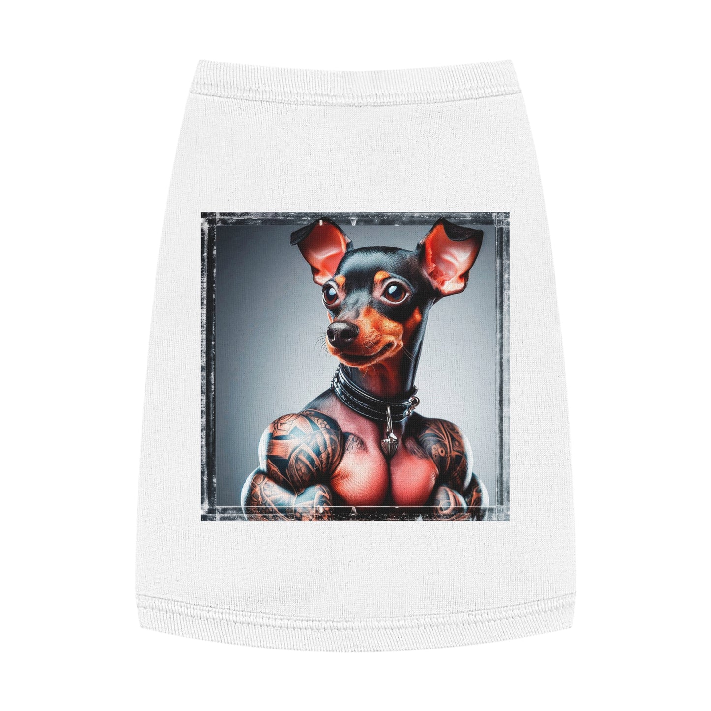 Min Pin Tank Tops tiny muscle msn Pets Printify M White