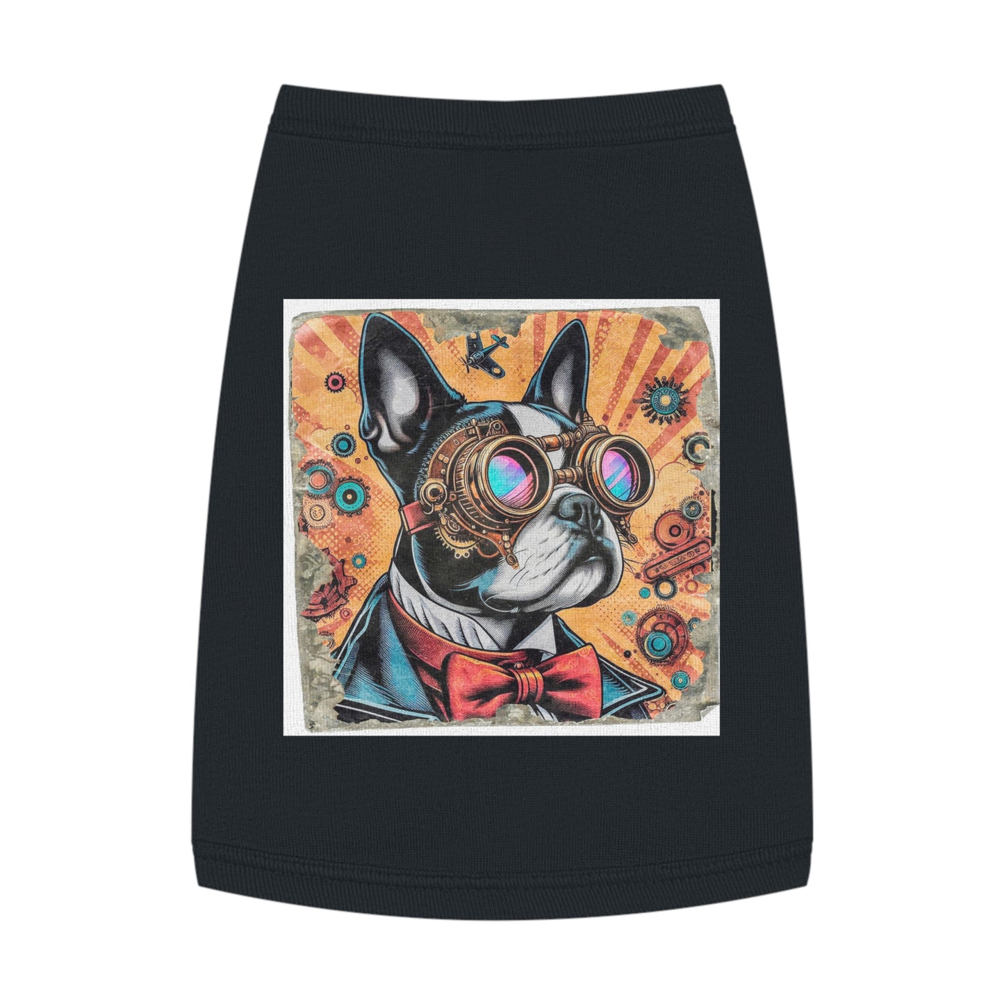 Pet Tank Top Boston Terrier Steampunk Dog Pets Printify M Black