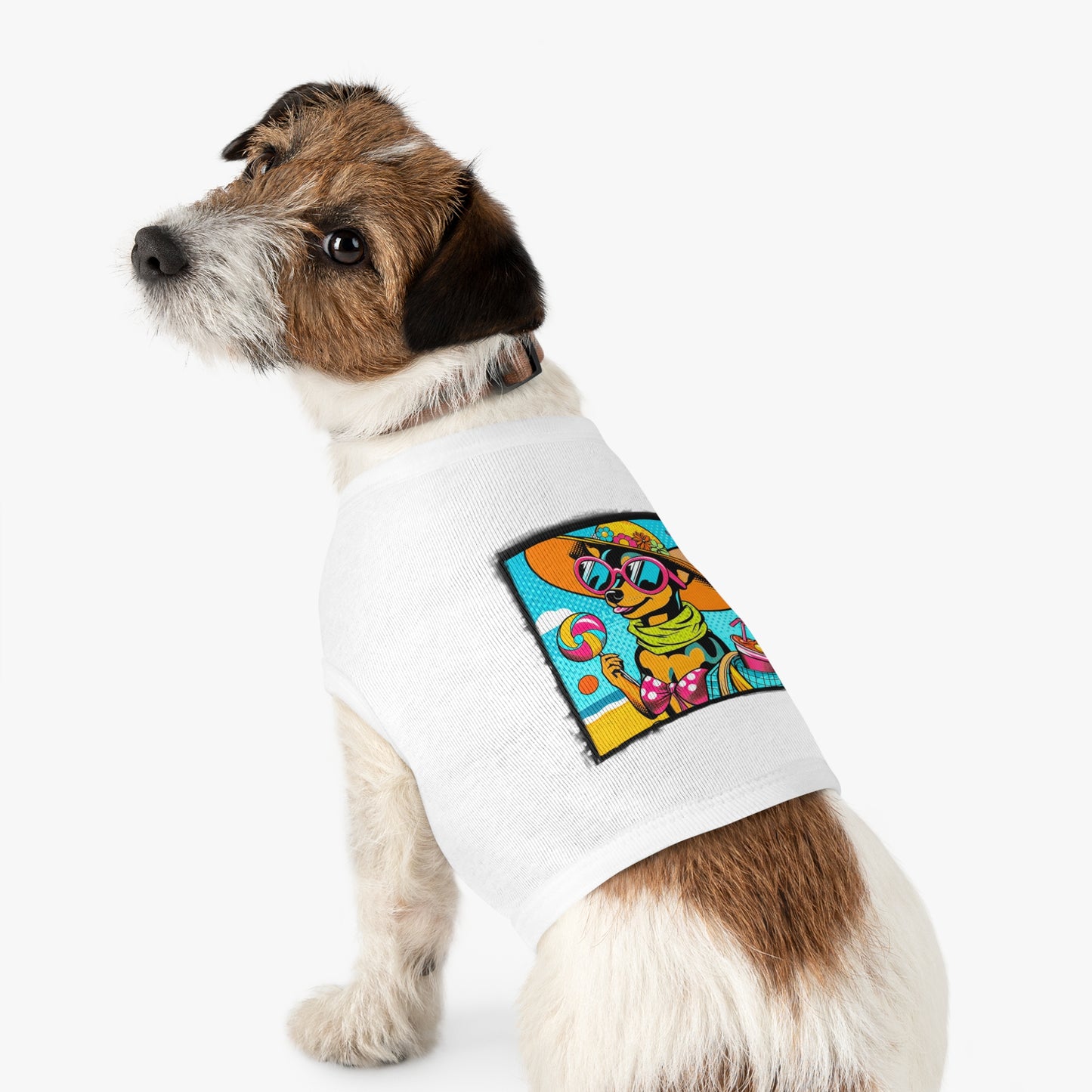 Min Pin Tank Tops beach babe Pets Printify