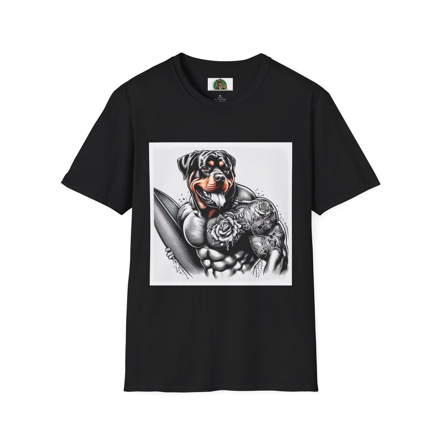 Rottweiler muscles surfer shirt T-Shirt Printify XS Black