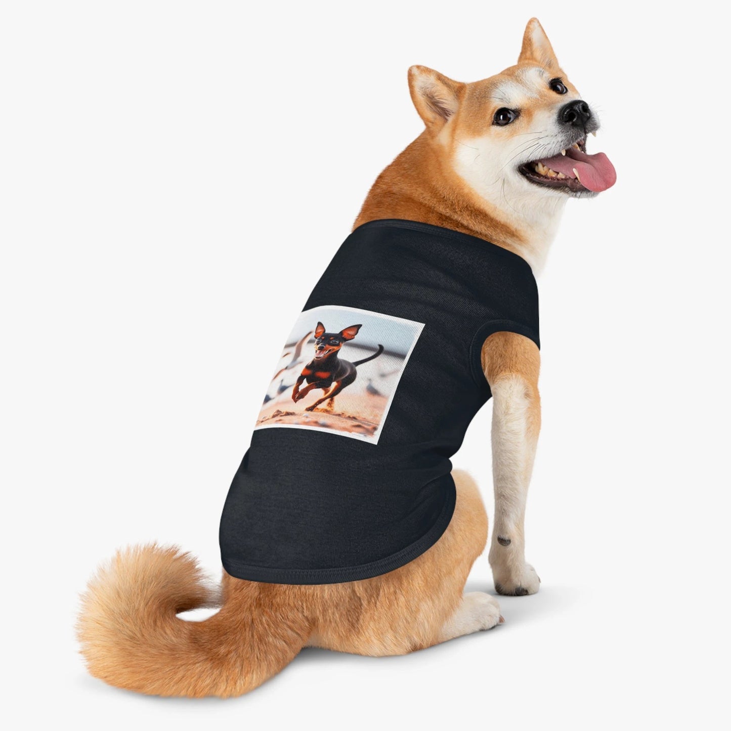 Min Pin Tank Tops running puppy by Printify