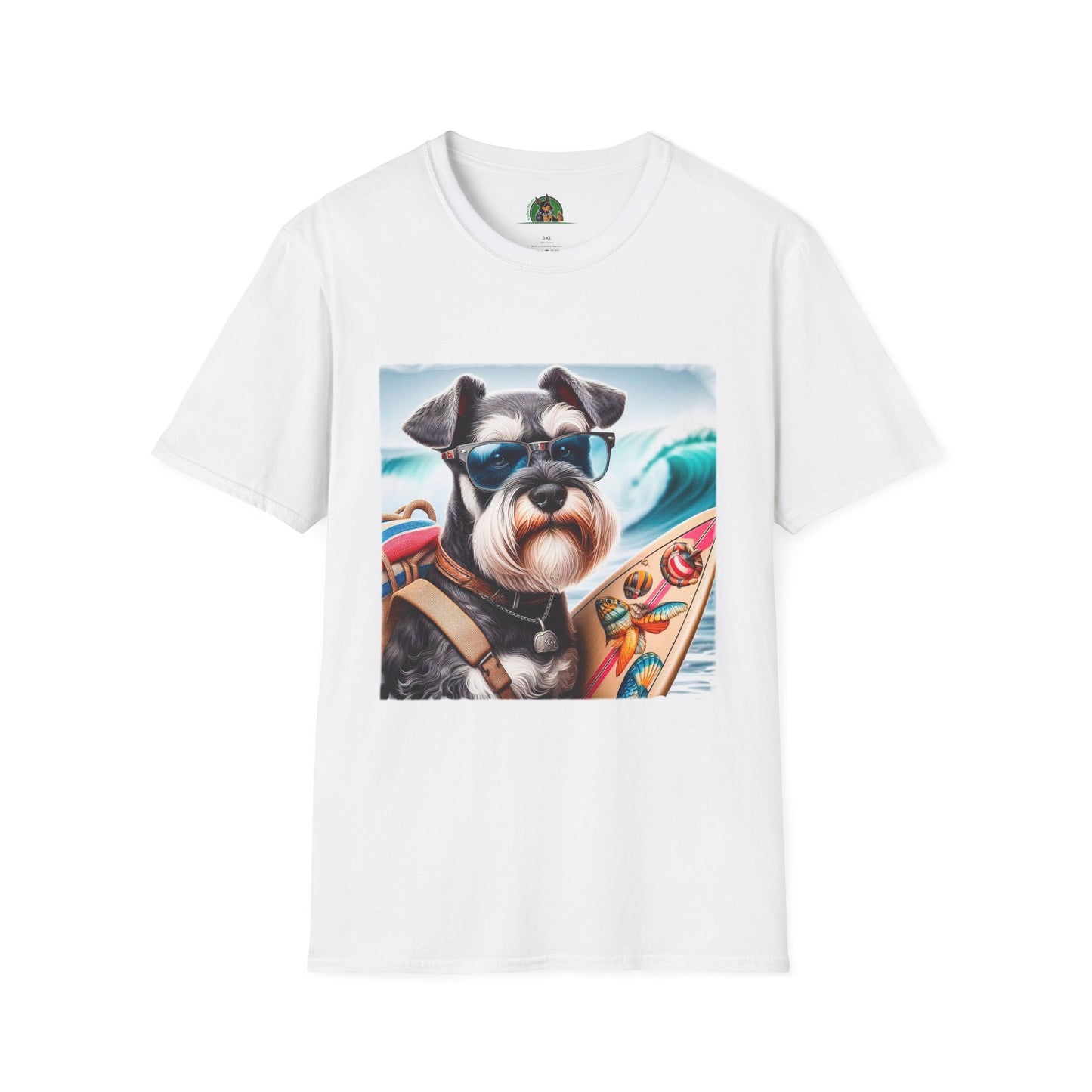 Miniature Schnauzer surfer dude shirt T-Shirt Printify XS White