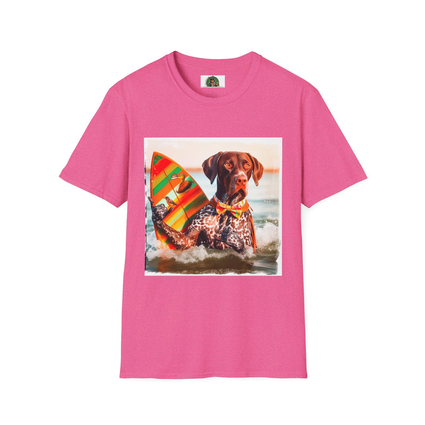 German Shorthaired Pointer Hawaiian vacation t shirt T-Shirt Printify S Heather Heliconia