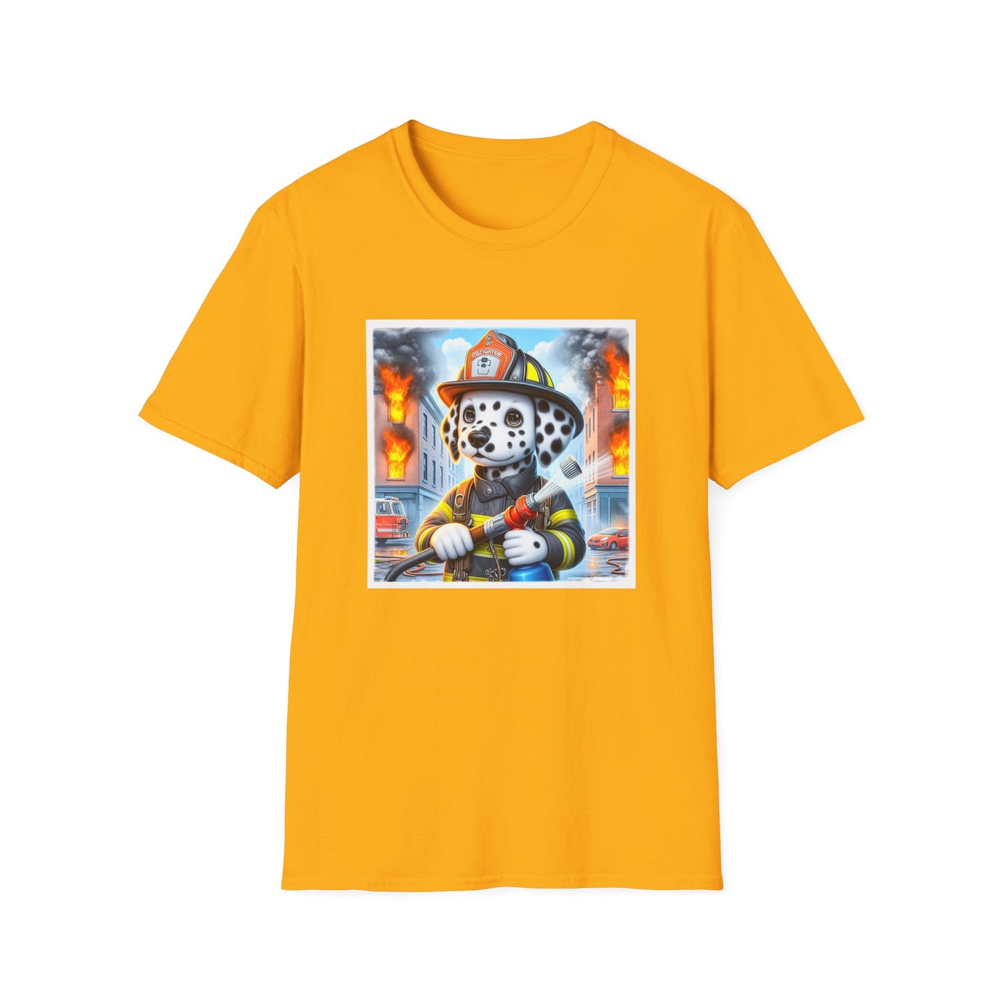 Dalmatian baby fireman t shirt T-Shirt Printify S Gold