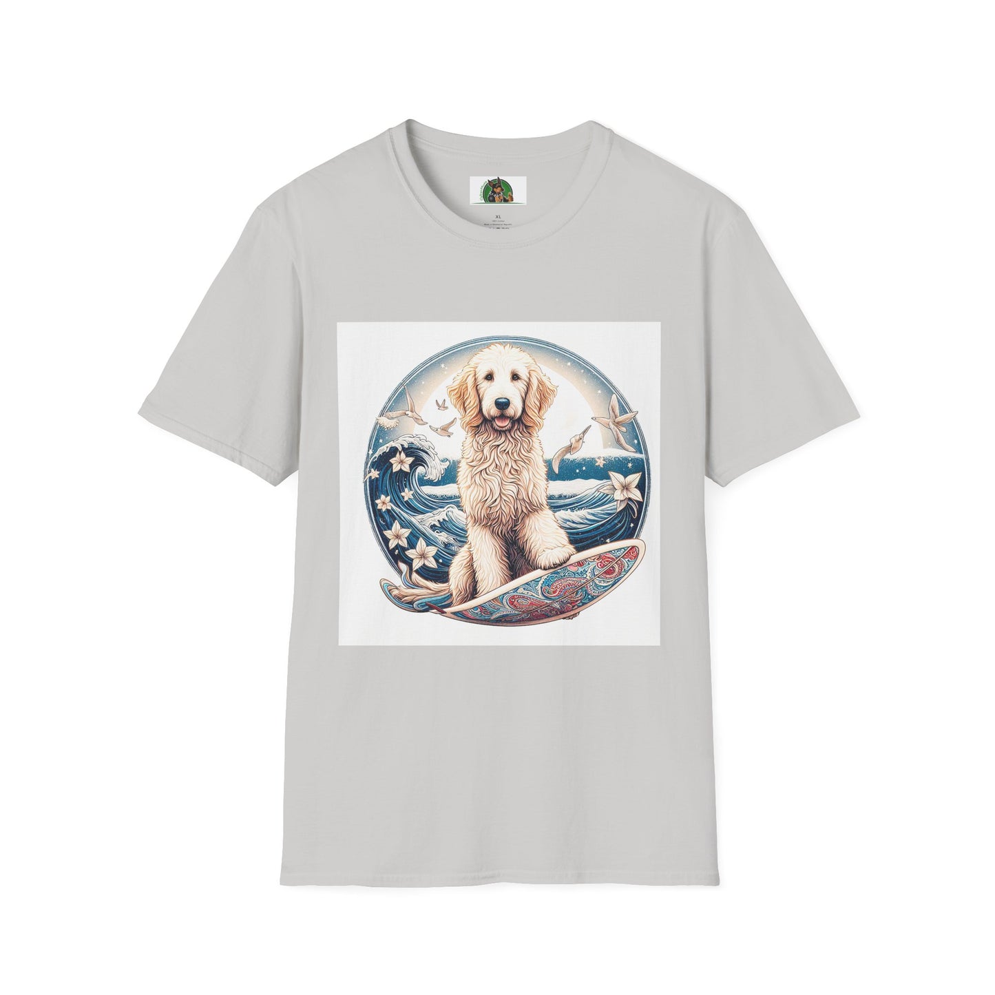Golden Doodle flowery waves t shirt T-Shirt Printify S Ice Grey