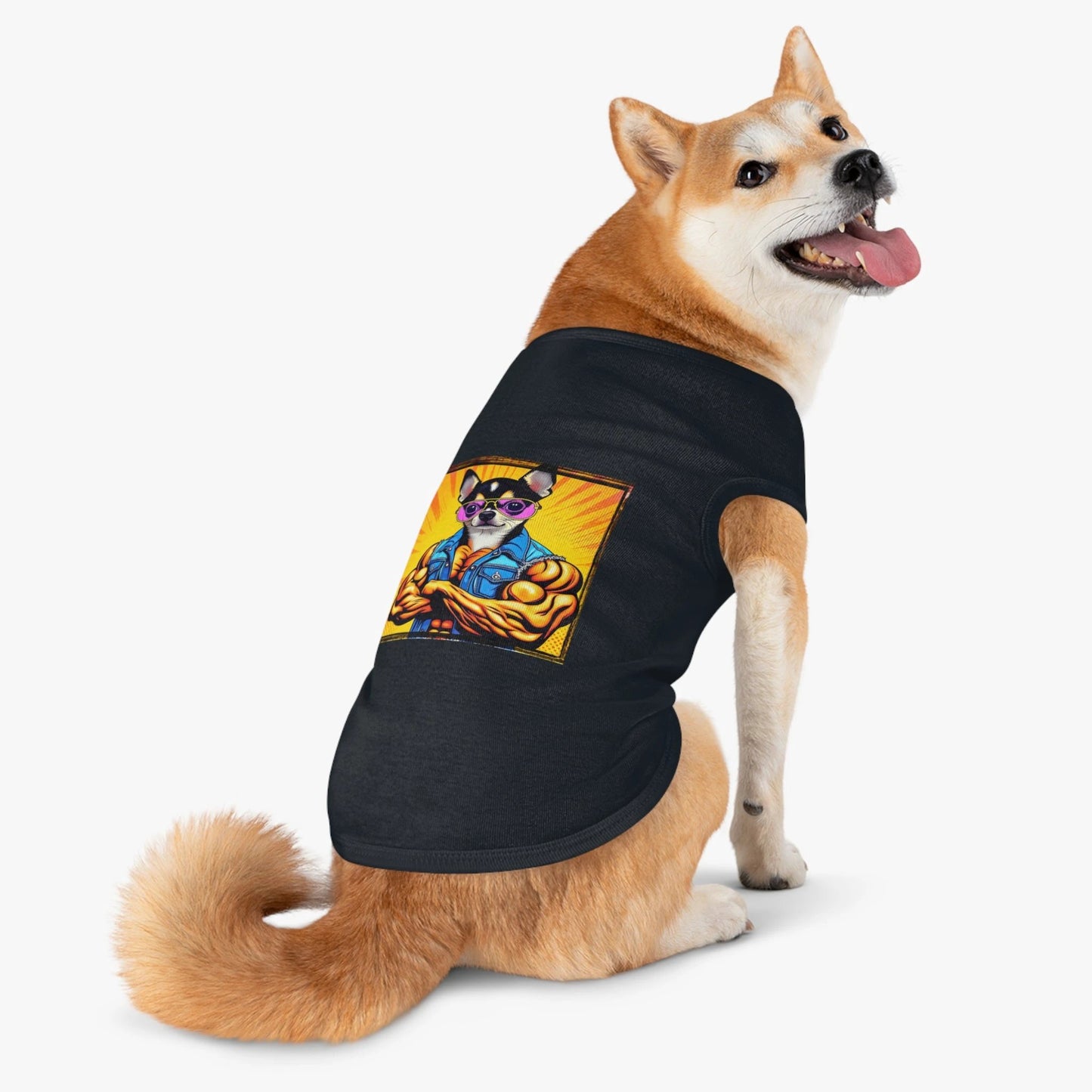 Chihuahua Golden Muscles Tank Top Shirt for Small Dogs Pet Apparel Breathable Cotton Design by Printify