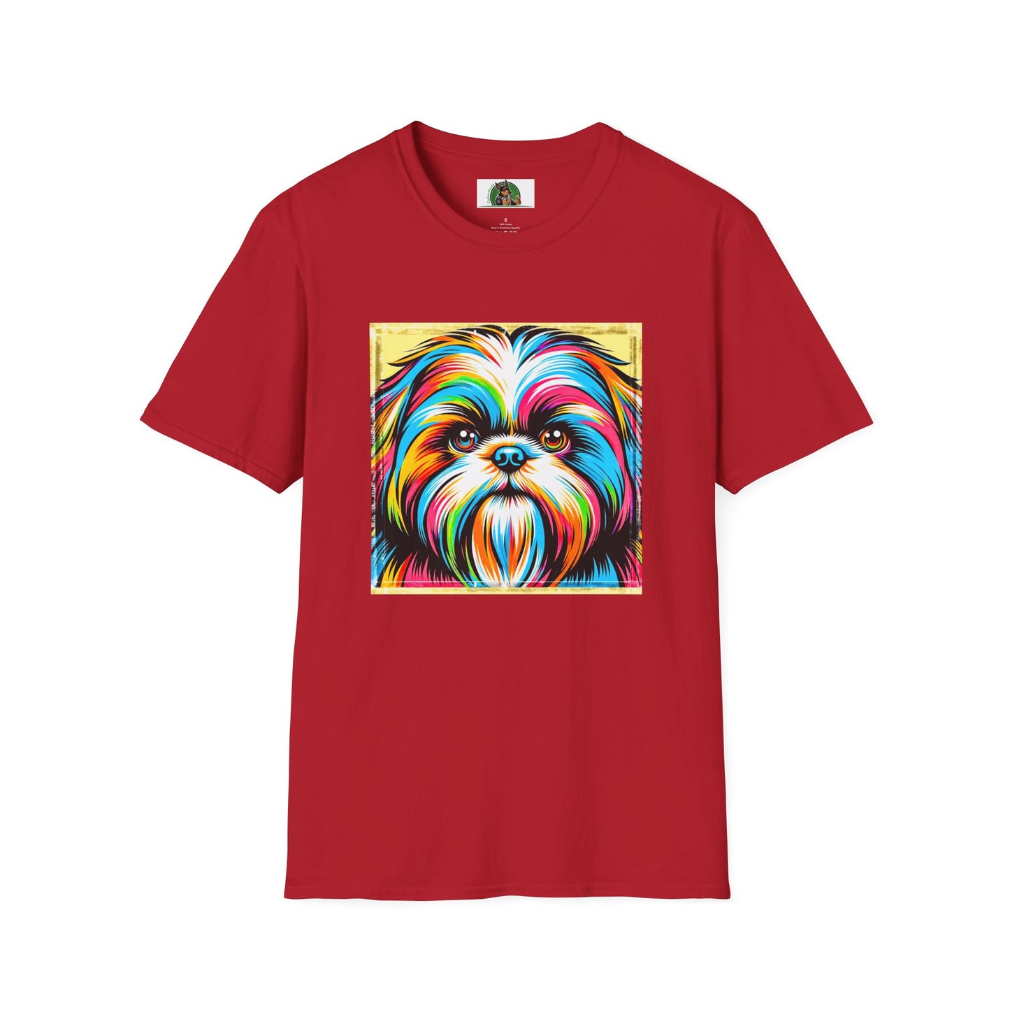 Shih Tzu colorful puppy shirt T-Shirt Printify S Cherry Red