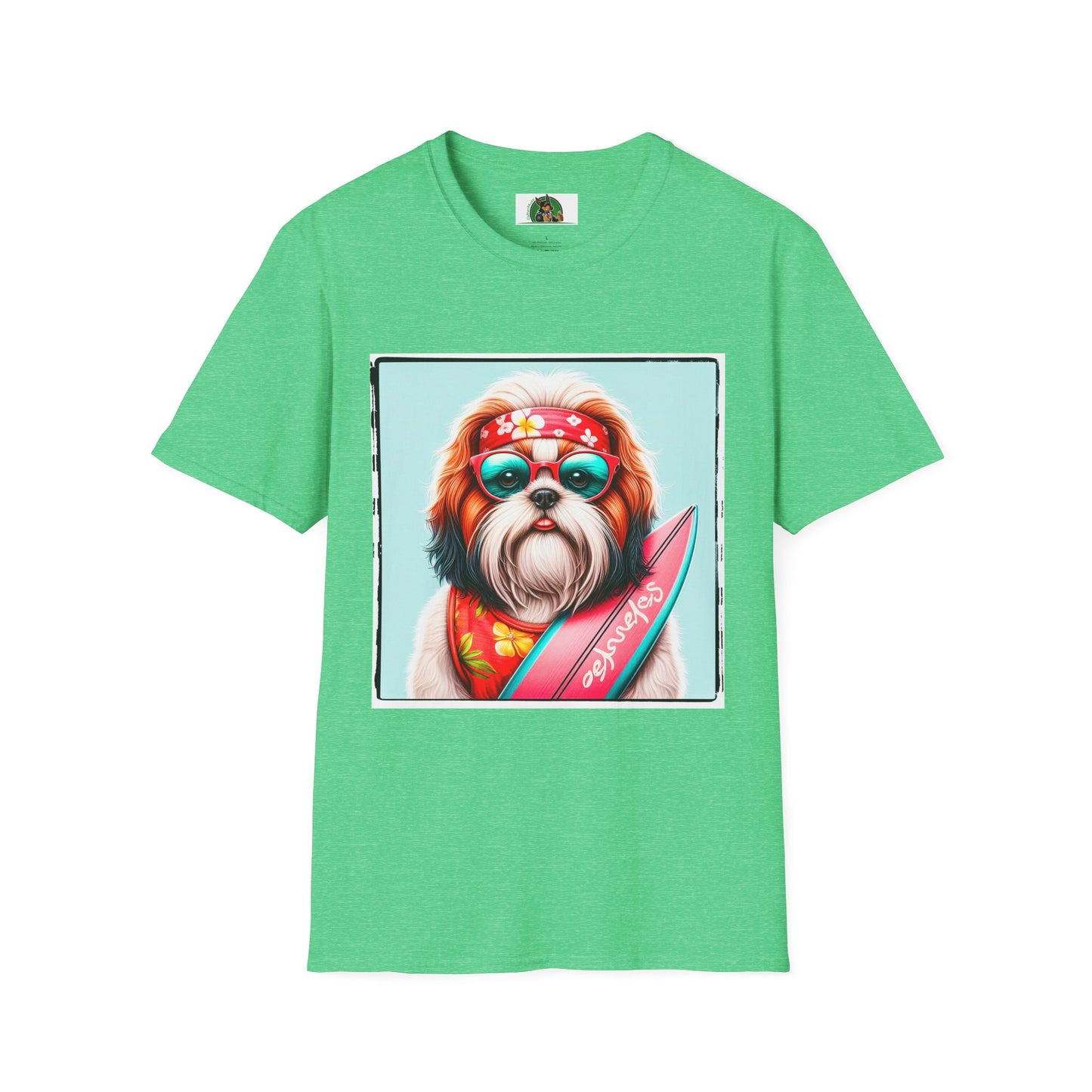 Shih Tzu surfer shirt T-Shirt Printify S Heather Irish Green