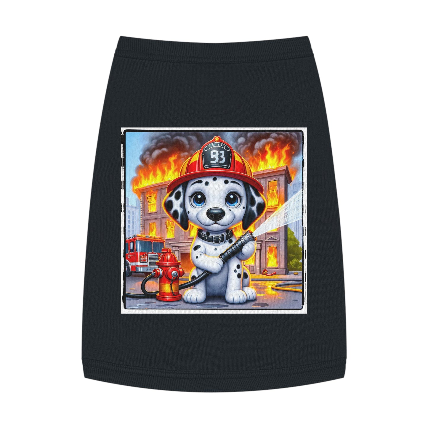 Pet Tank Top Dalmatian small fireman t shirt Pets Printify M Black