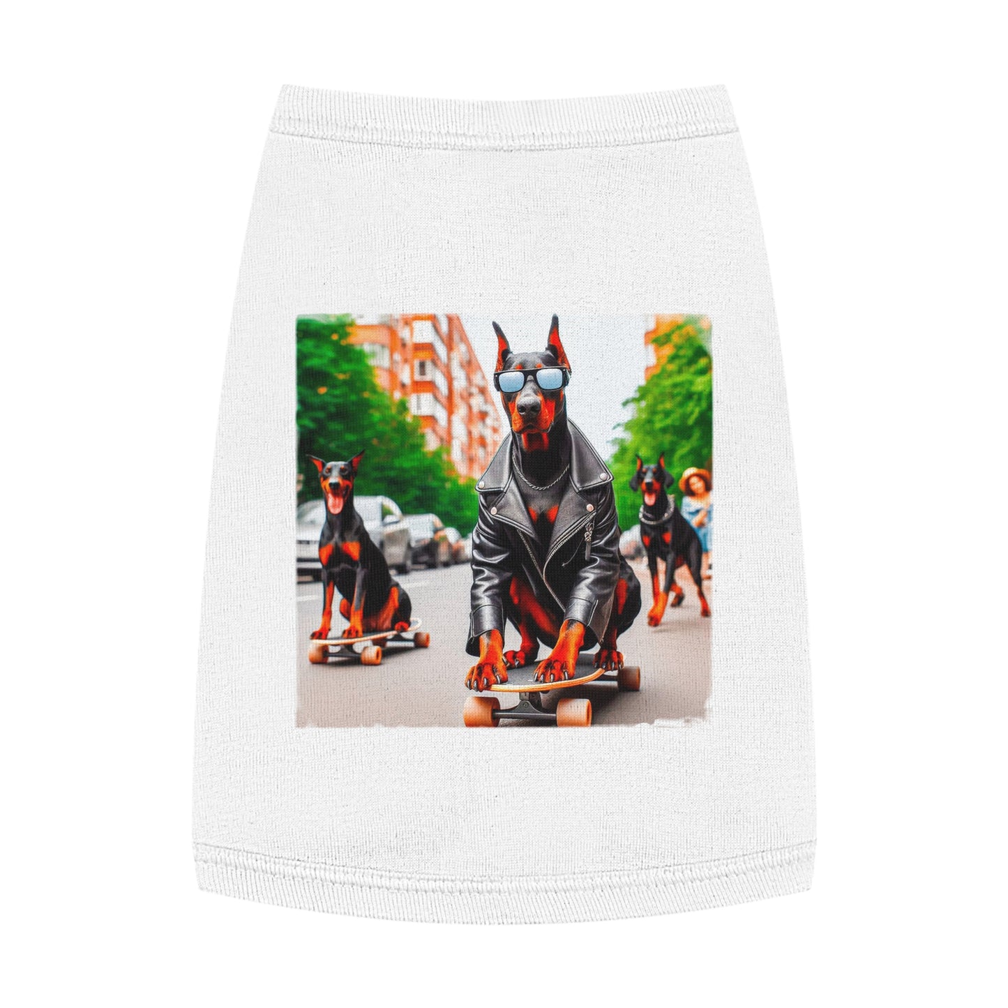 Pet Tank Top Doberman skating fun t shirt Pets Printify