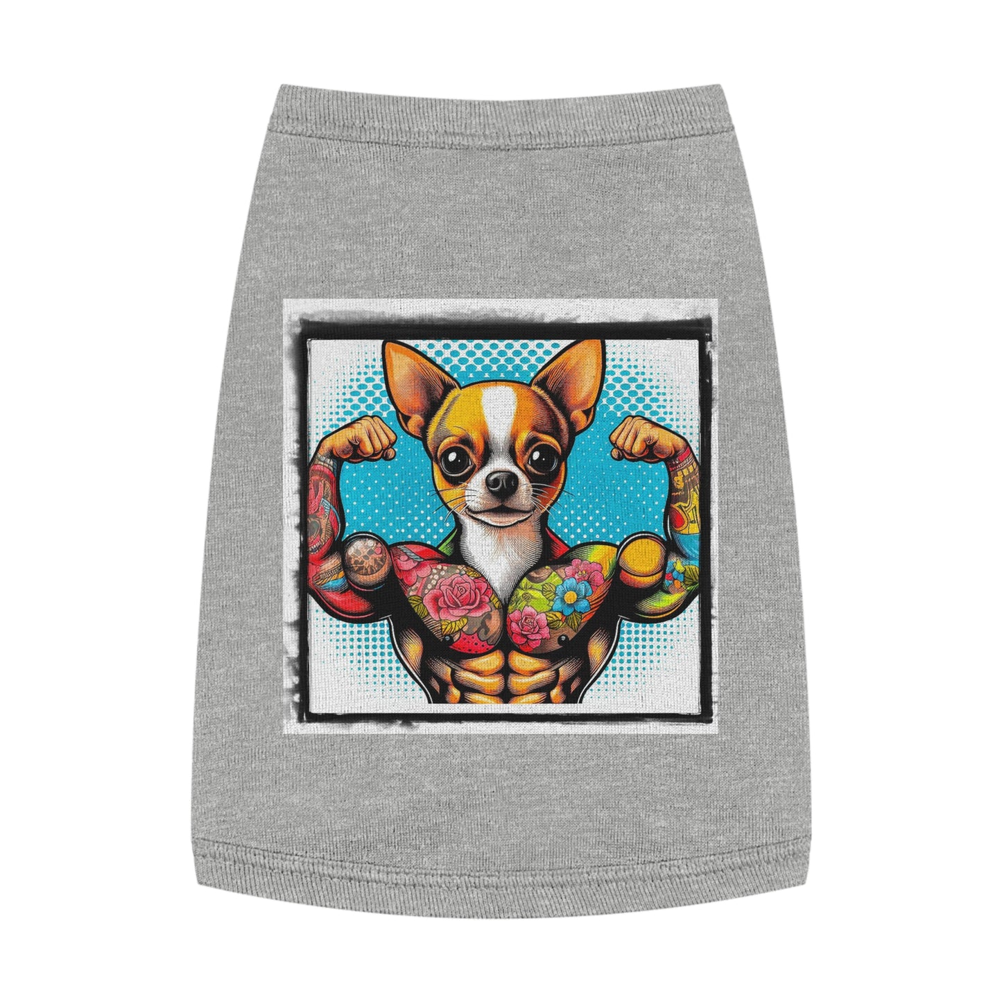 Pet Tank Top Chihuahua flexing t shirt Pets Printify M Heather