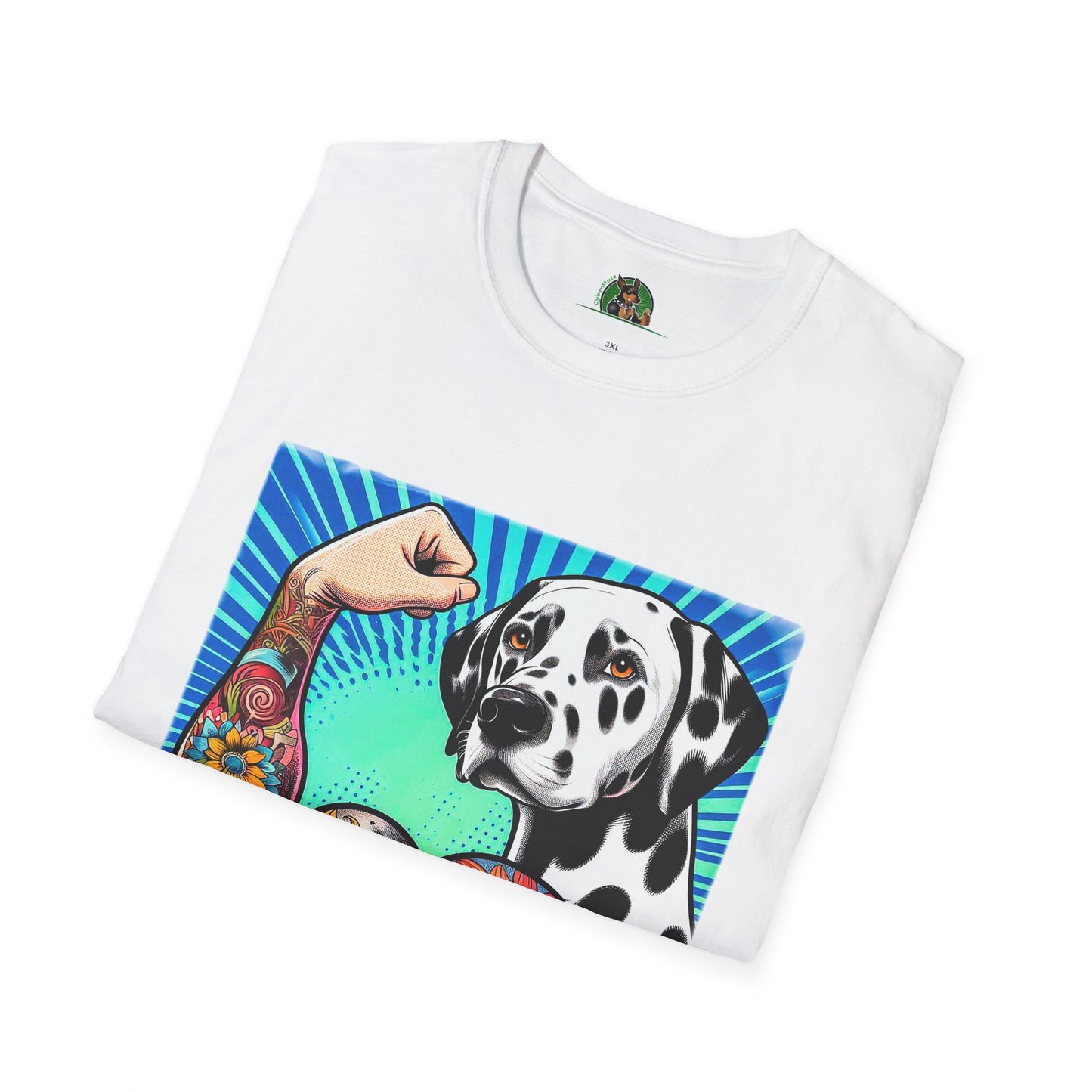 Dalmatian arm flexing t shirt T-Shirt Printify