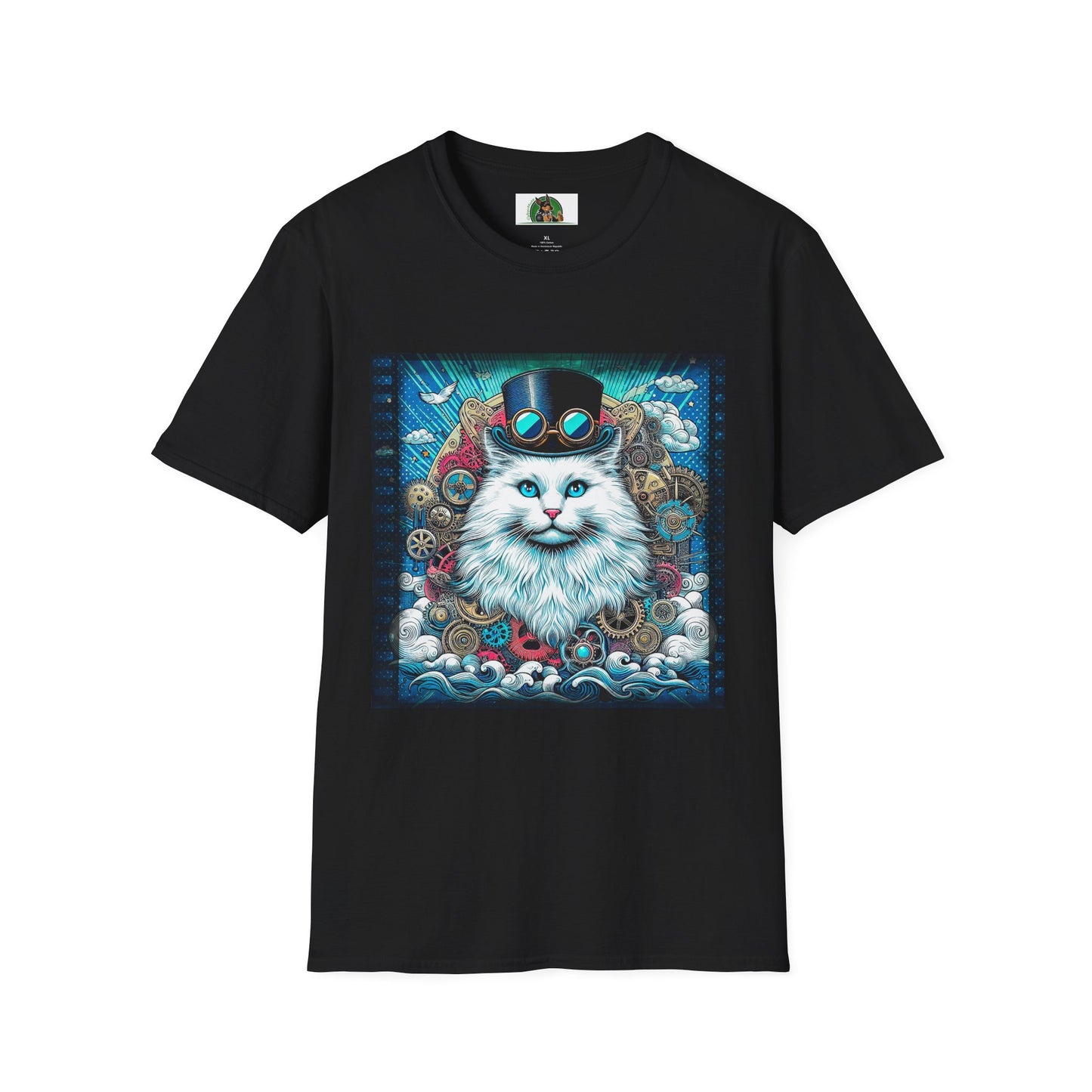 Siberian cat steam punk shirt T-Shirt Printify S Black