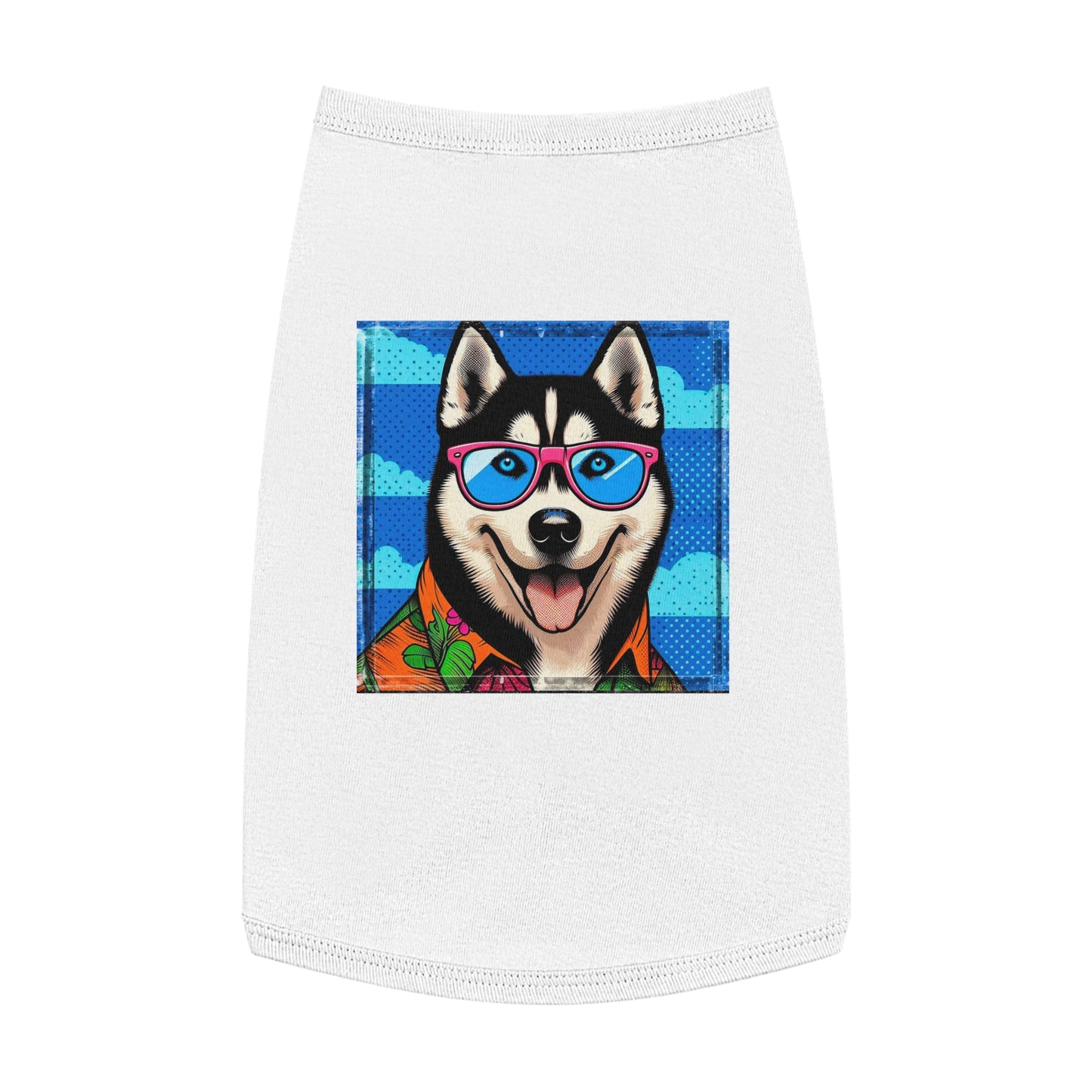 Pet Tank Top Husky cool guy Pets Printify L White