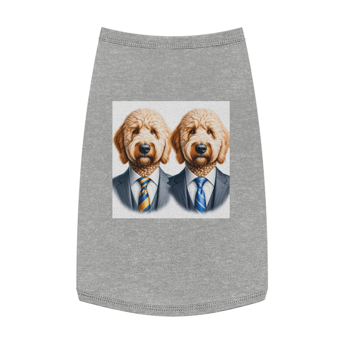 Pet Tank Golden Doodle serious business man r shirt Pets Printify L Heather